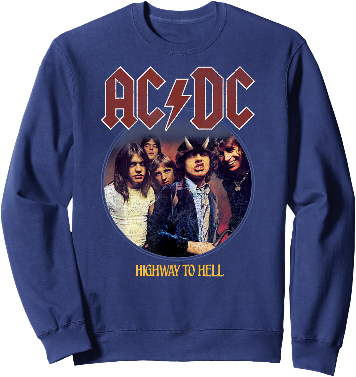 Official AC/DC Highway To Hell Rock Music Band Album Logo Sweatshirt - Sweatshirt | Navy