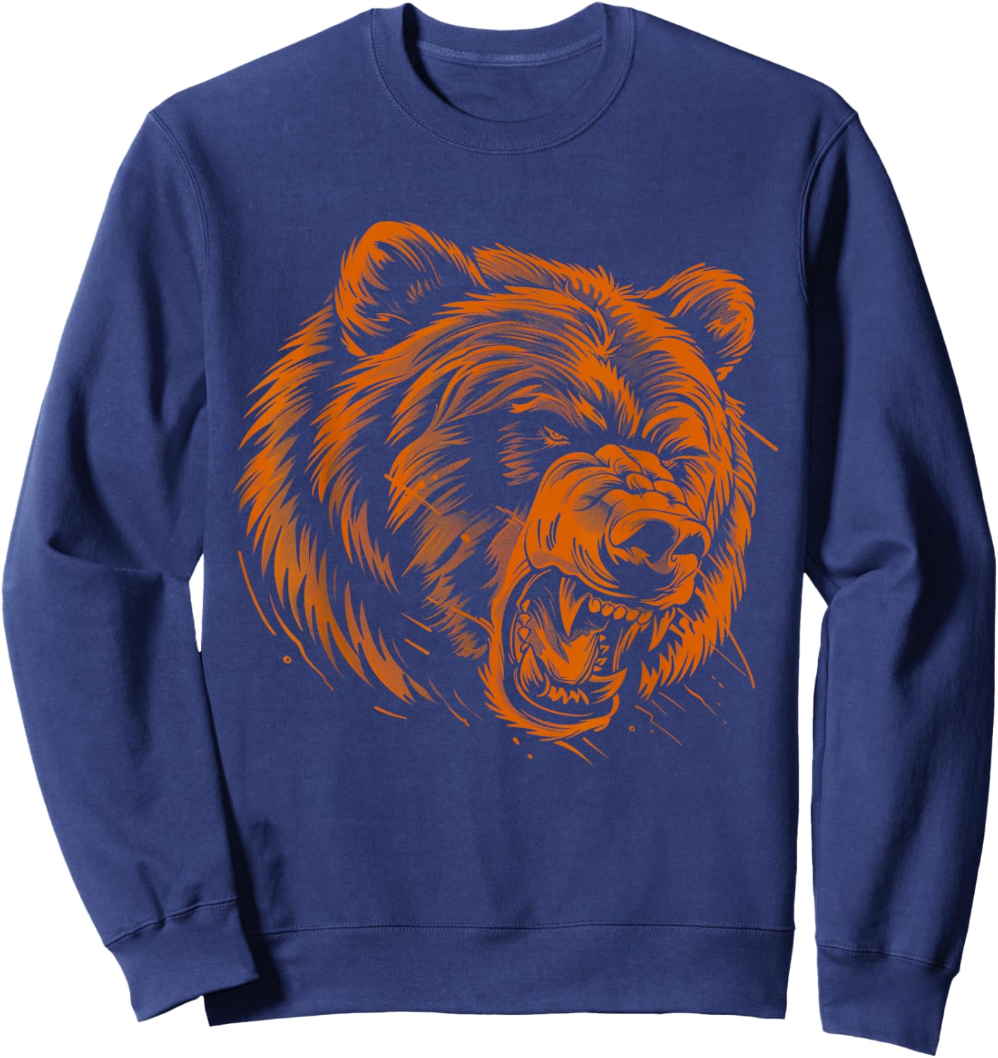 Angry Grizzly Bear Orange Sweatshirt - Sweatshirt | Navy