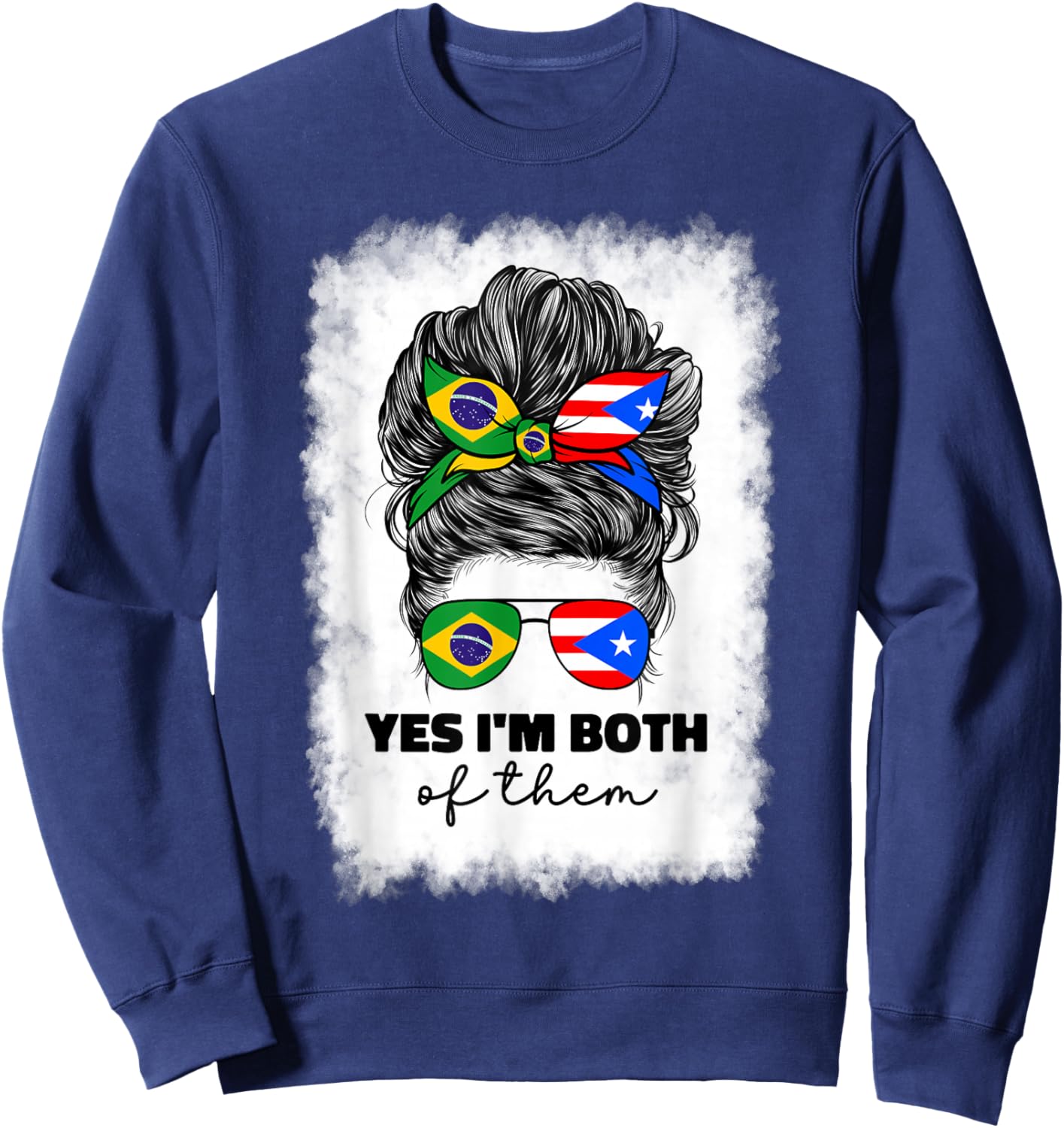 Half Brazilian And Puerto Rican Rico Brazil Flag Girl Women Sweatshirt - Sweatshirt | Navy