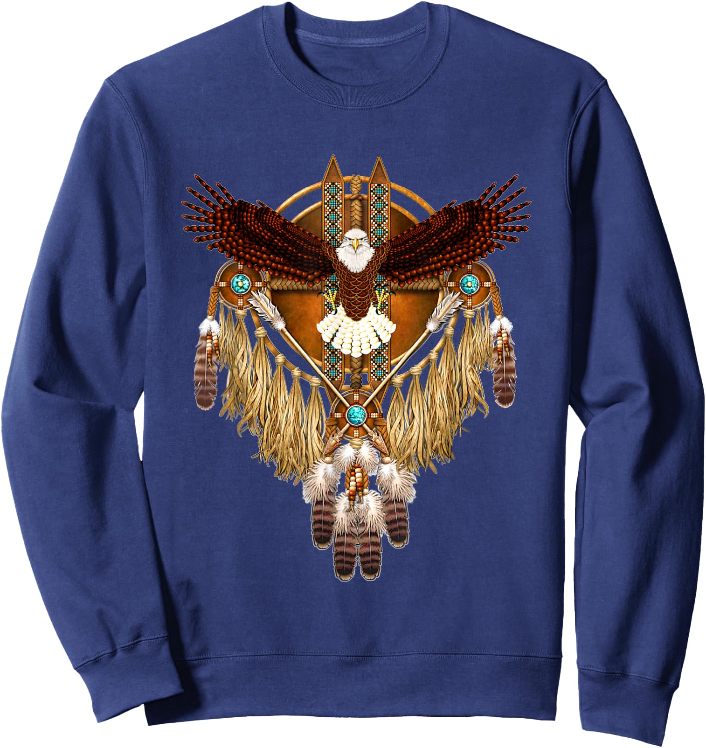 Native Indian Mystic Eagle Totem Art Northwest Coast Sweatshirt - Sweatshirt | Navy