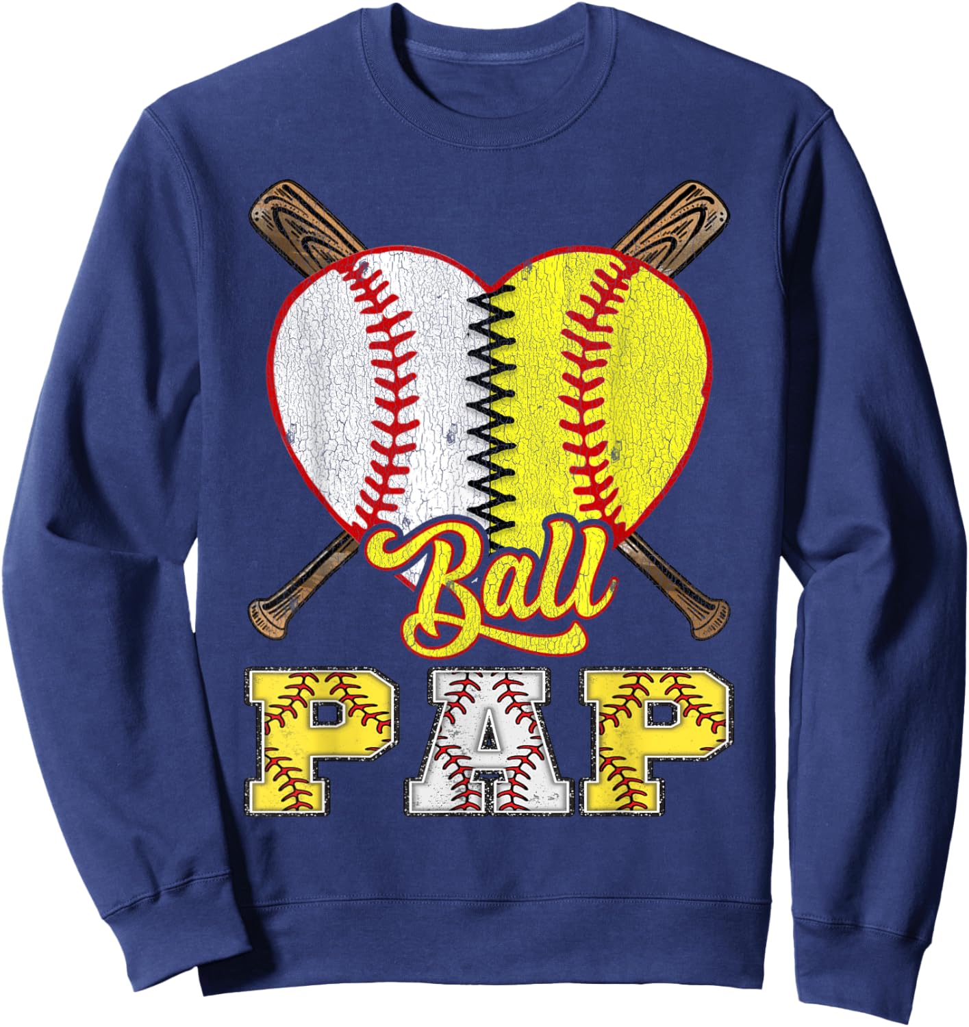 Pap Of Both Ball Pap Half Baseball Softball Sweatshirt - Sweatshirt | Navy