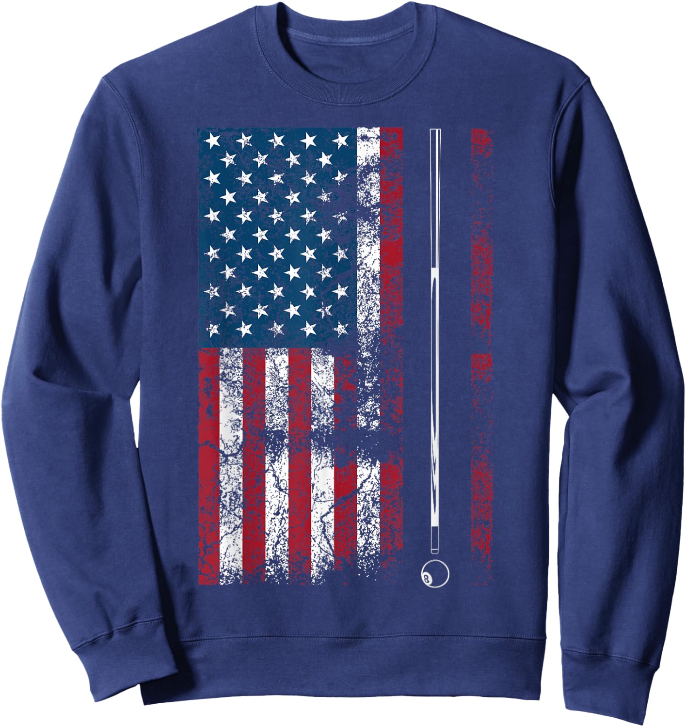 American Flag Billiard Stick Cute Table Game Funny USA Gift Sweatshirt - Sweatshirt | Navy