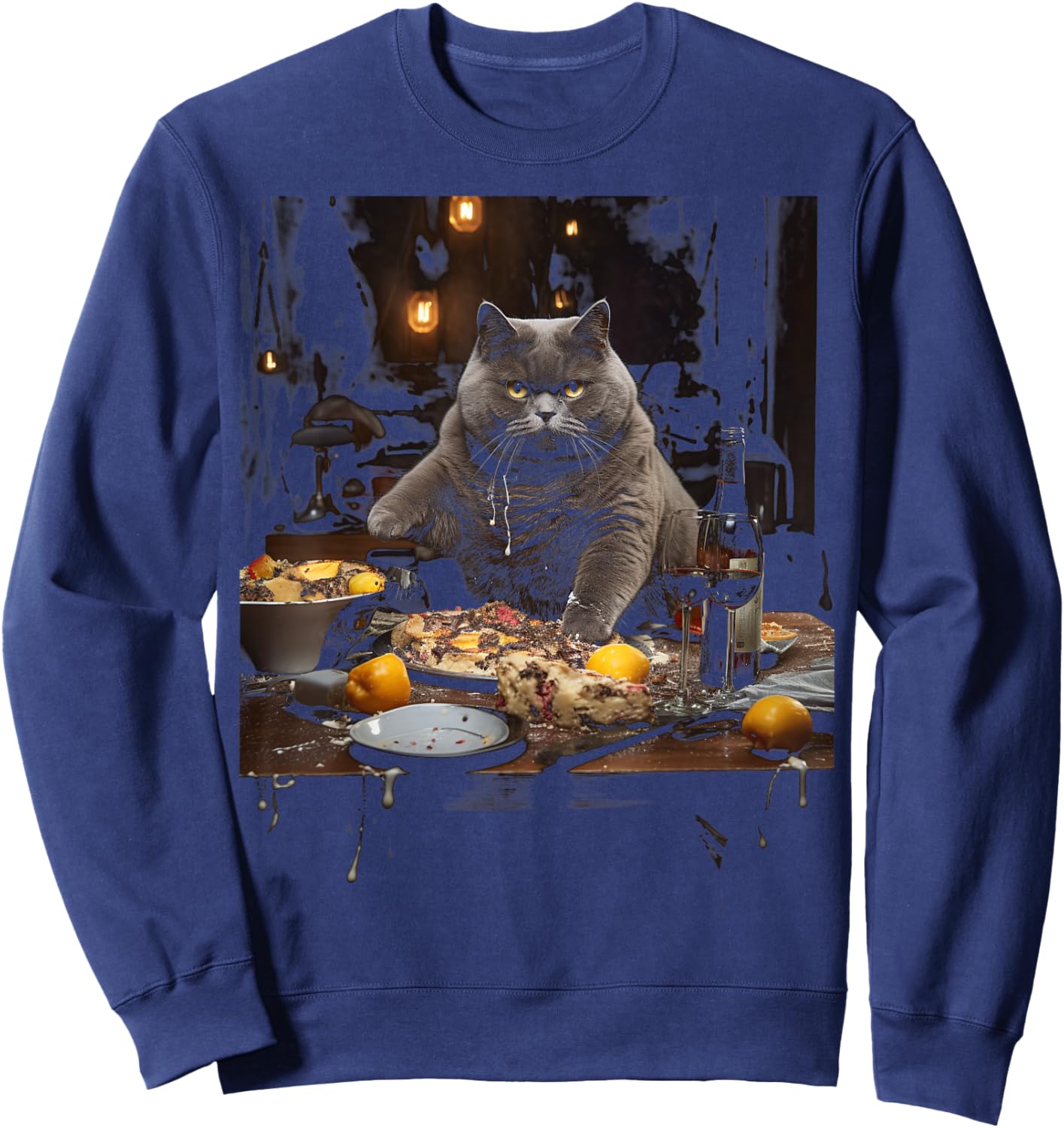 Chartreux Cat Eyes Kitty Kitten Cat Artwork Cat Face Sweatshirt - Sweatshirt | Navy