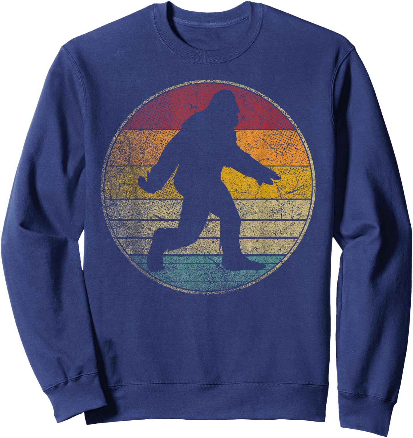 Bigfoot Sasquatch Vintage Distressed Retro Style Gift Sweatshirt - Sweatshirt | Navy