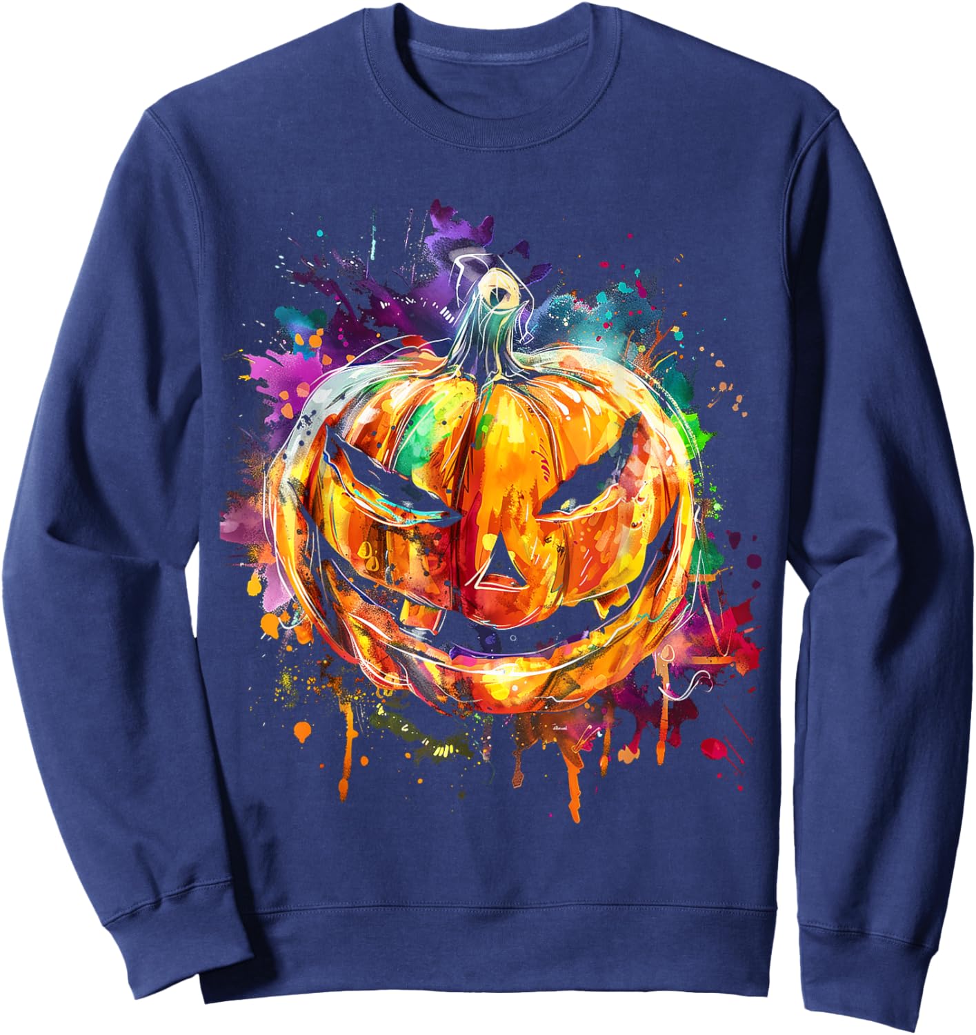 Pumpkin Costume Halloween Spooky Art Pumpkin Sweatshirt - Sweatshirt | Navy
