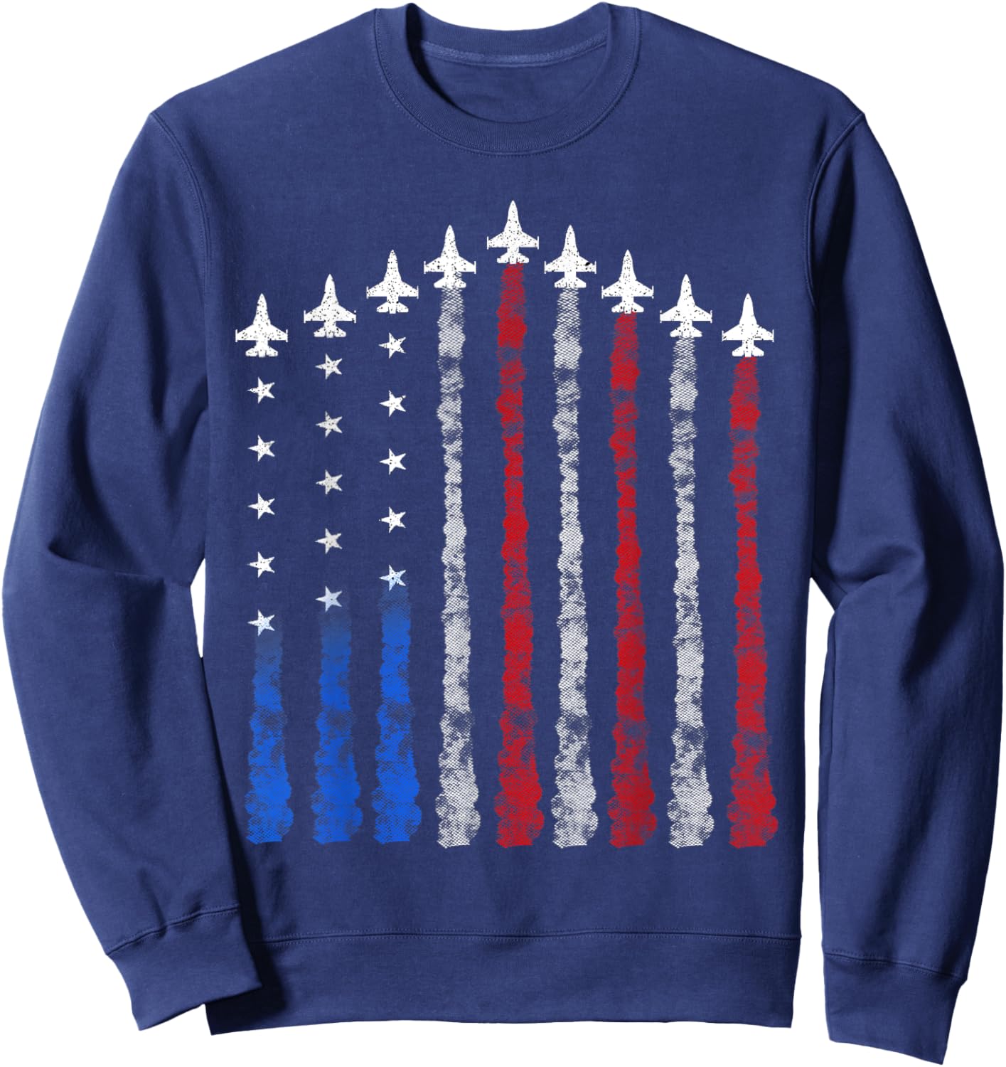 4th Of July Fighter Jet Airplane Red White Blue USA Flag Kids Men Sweatshirt - Sweatshirt | Navy