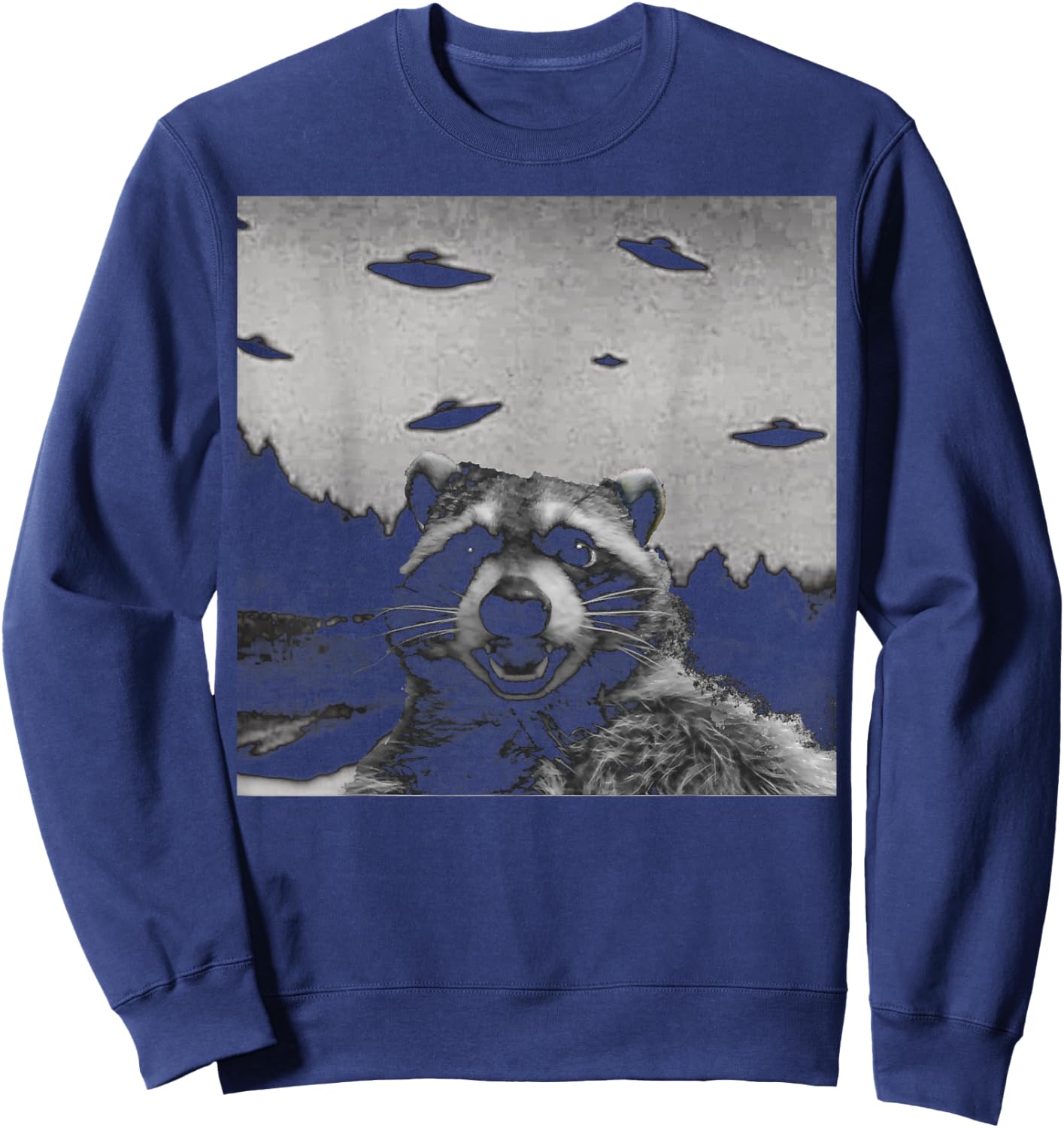 Alien UFO Funny Raccoon Sweatshirt - Sweatshirt | Navy