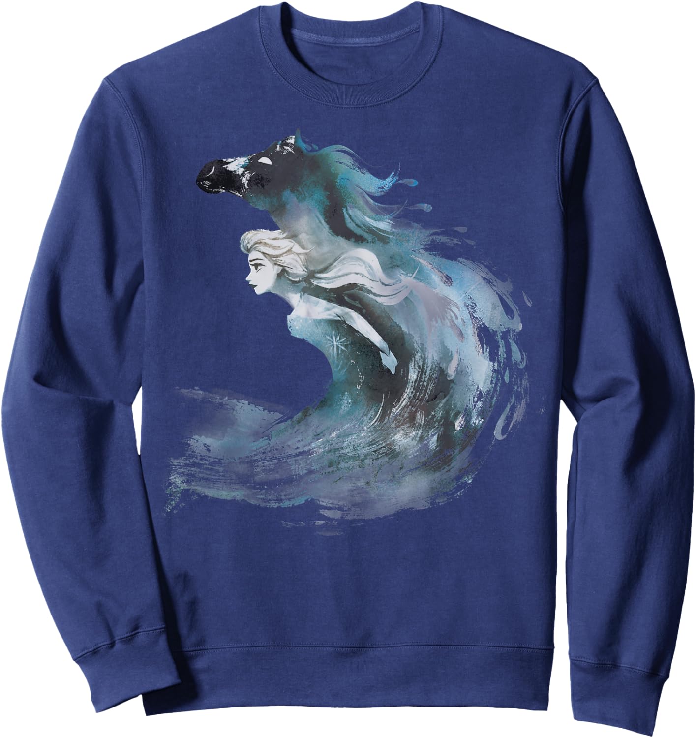 Disney Frozen 2 Elsa Watercolor Horse Painted Portrait Sweatshirt - Sweatshirt | Navy
