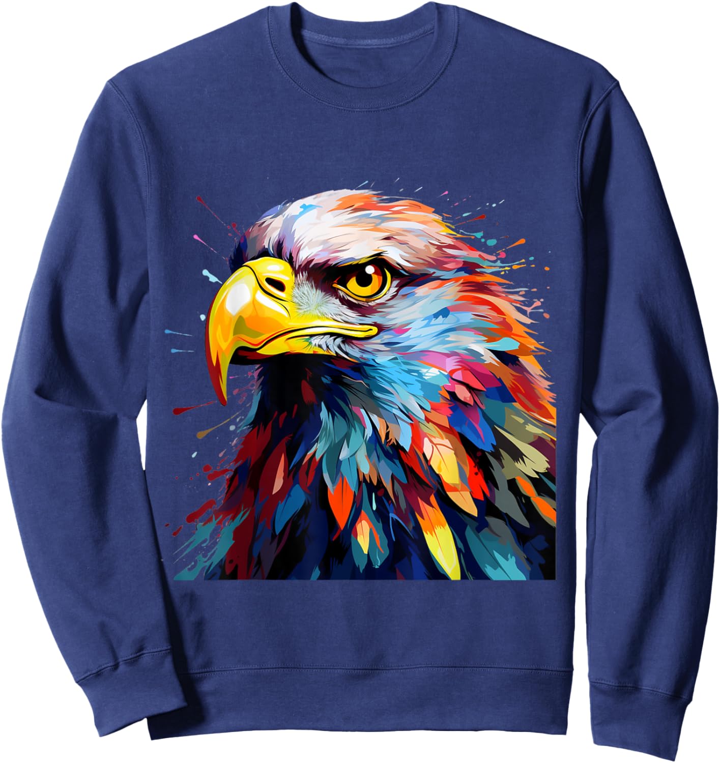 Cool Colorful Eagle Portrait Graphic Sweatshirt - Sweatshirt | Navy