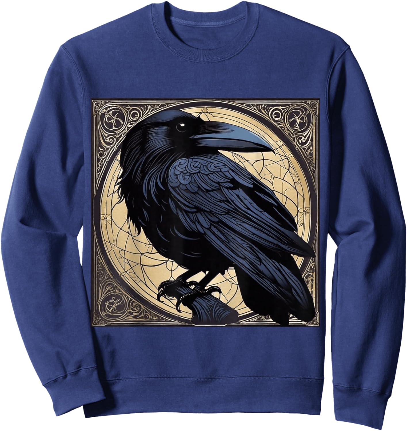 Surreal Lovecraftian Raven Noir Macabre Steampunk Design Sweatshirt - Sweatshirt | Navy