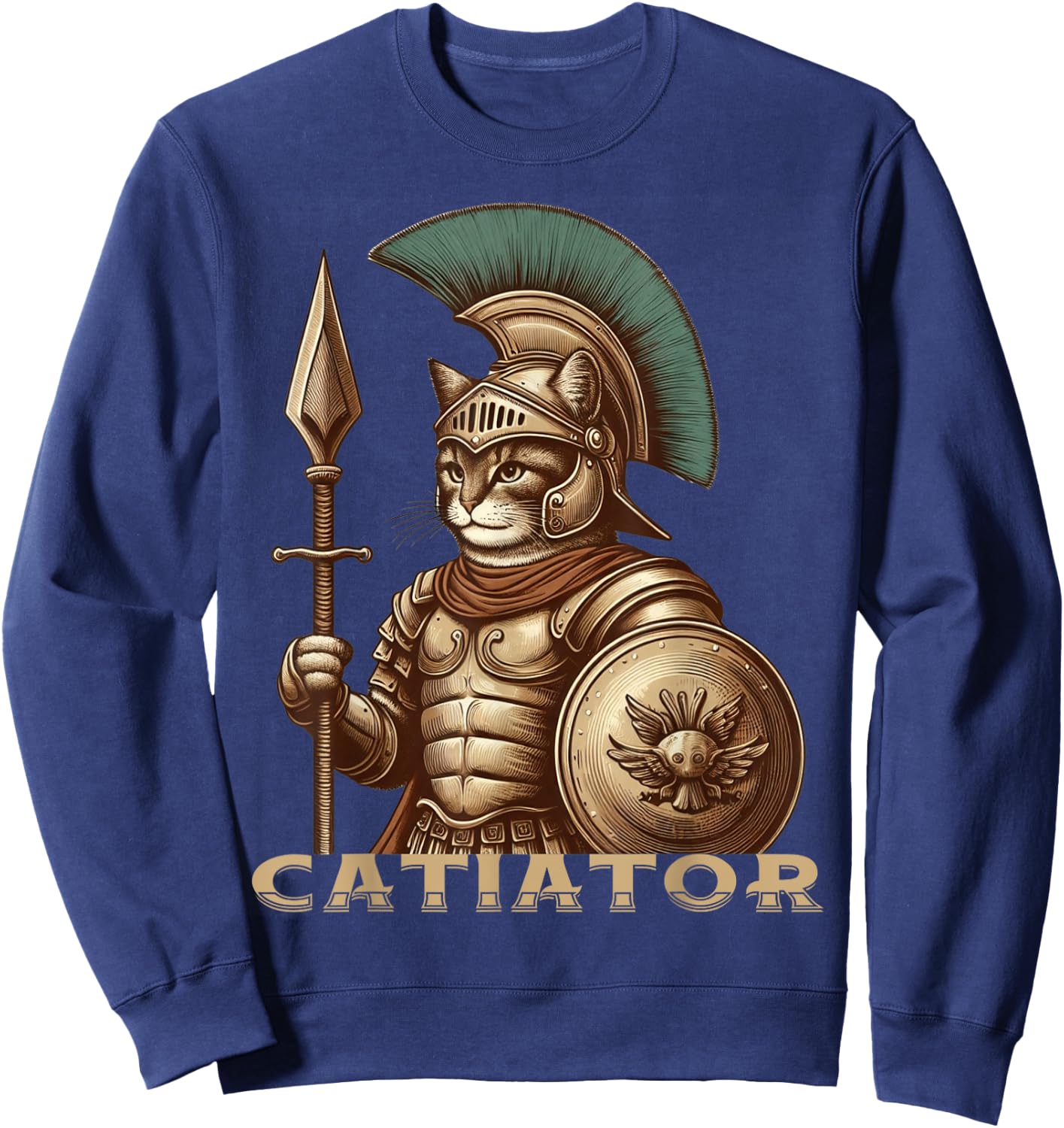 Cat Warrior Gladiator Cat Lovers Funny Cats Sweatshirt - Sweatshirt | Navy