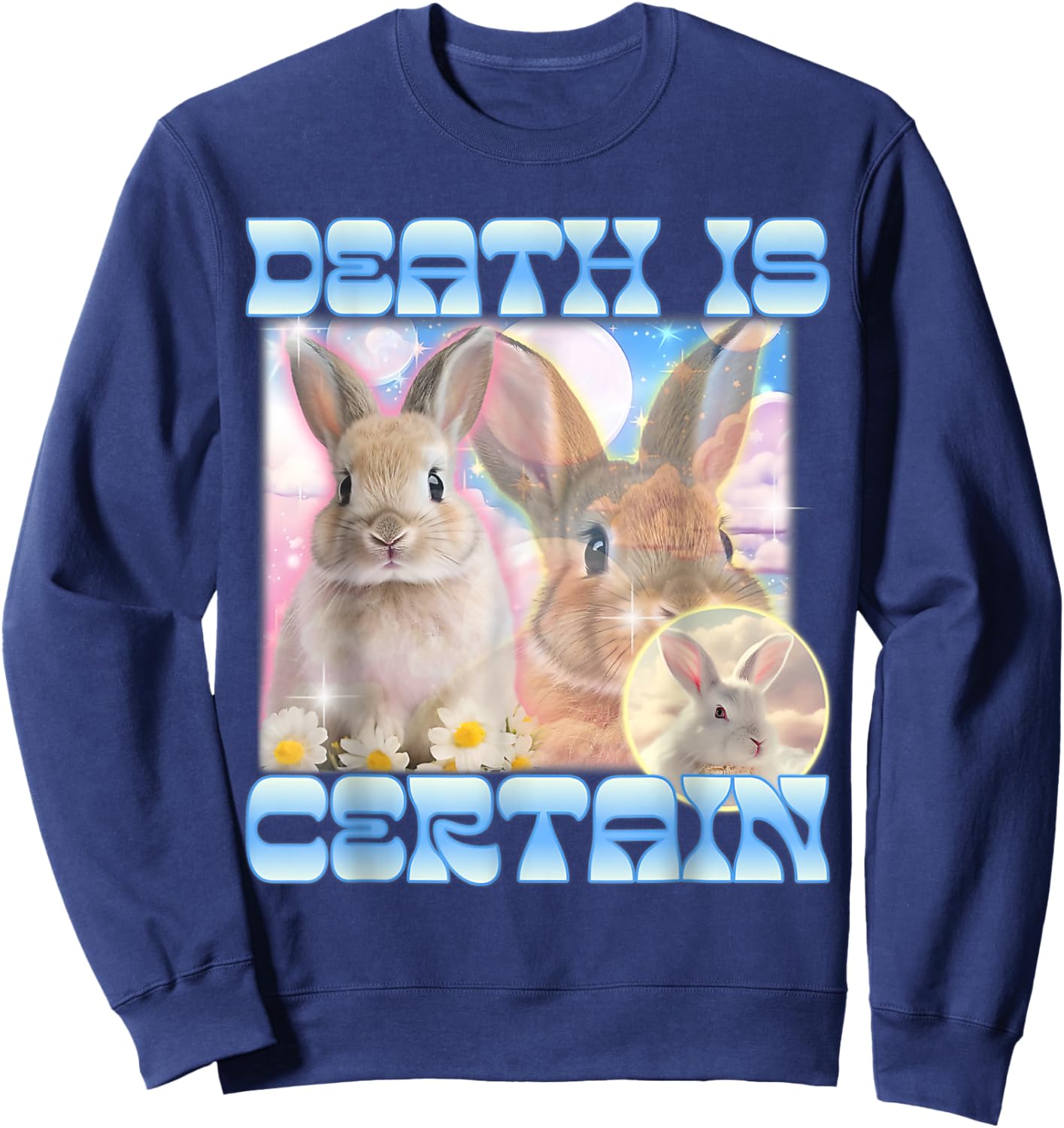 Death Is Certain Cringe Bunny Funny Oddly Specific Dank Meme Sweatshirt - Sweatshirt | Navy