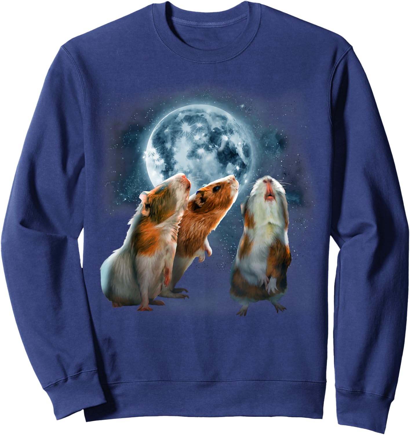 Guinea Pigs Howling at the Moon Shirt - Funny Guinea Pig Sweatshirt - Sweatshirt | Navy