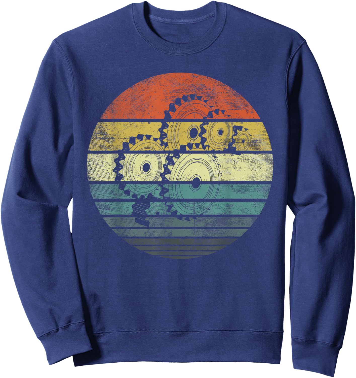 Mechanical Engineer Gifts Funny Retro Cogs Engineering Gear Sweatshirt - Sweatshirt | Navy