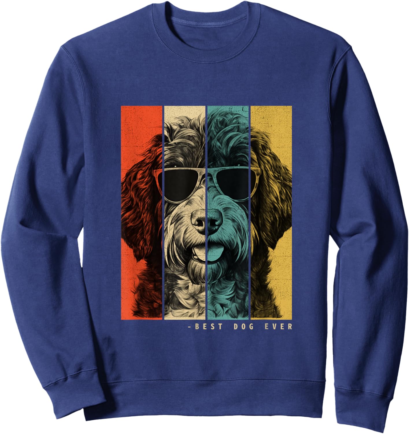 Vintage Bordoodle Dog Mom Dad Kids Men Women Sweatshirt - Sweatshirt | Navy