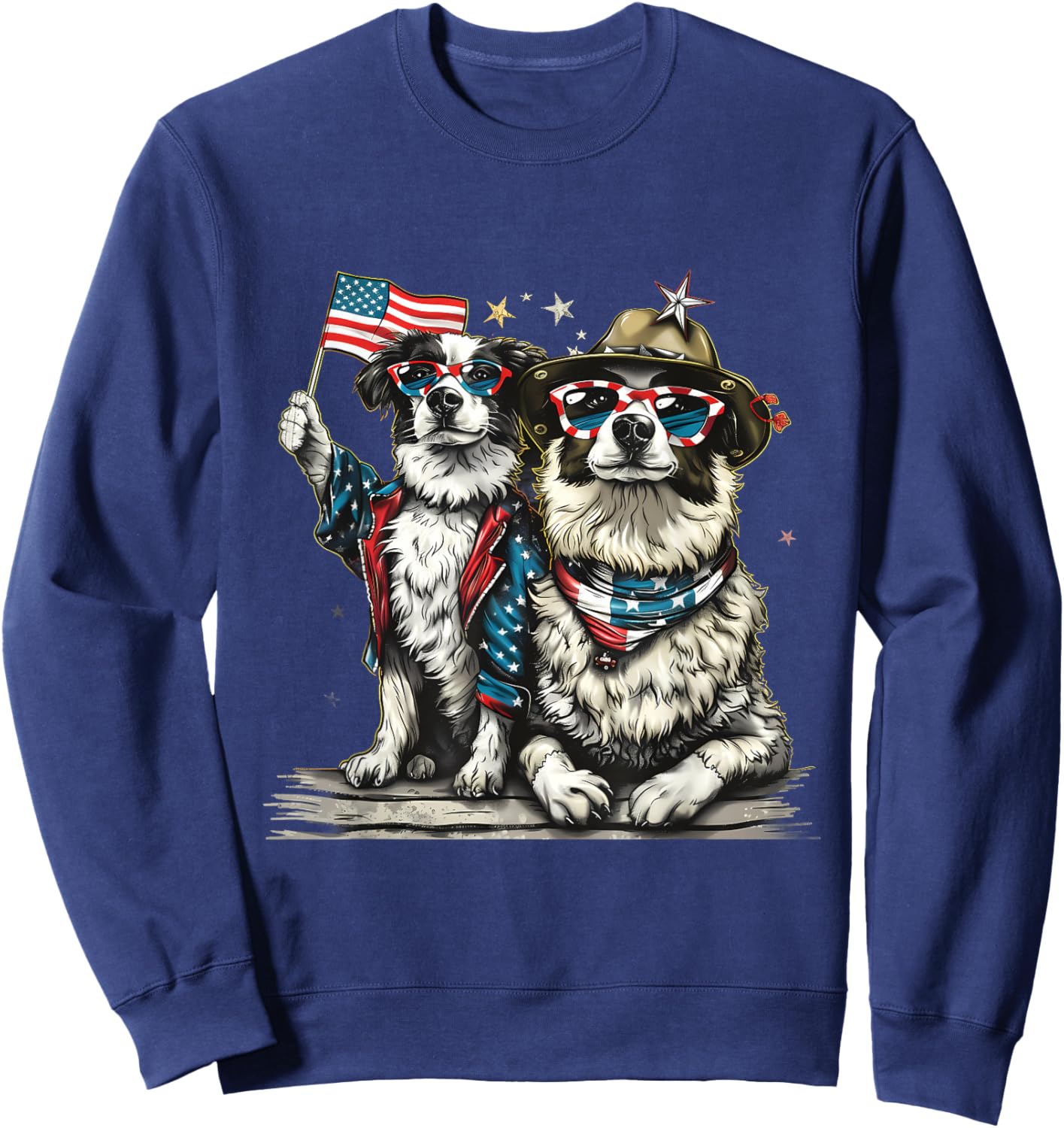 4th Of July Dog Fourth Of July American Flag Patriotic USA Kids Men Sweatshirt - Sweatshirt | Navy