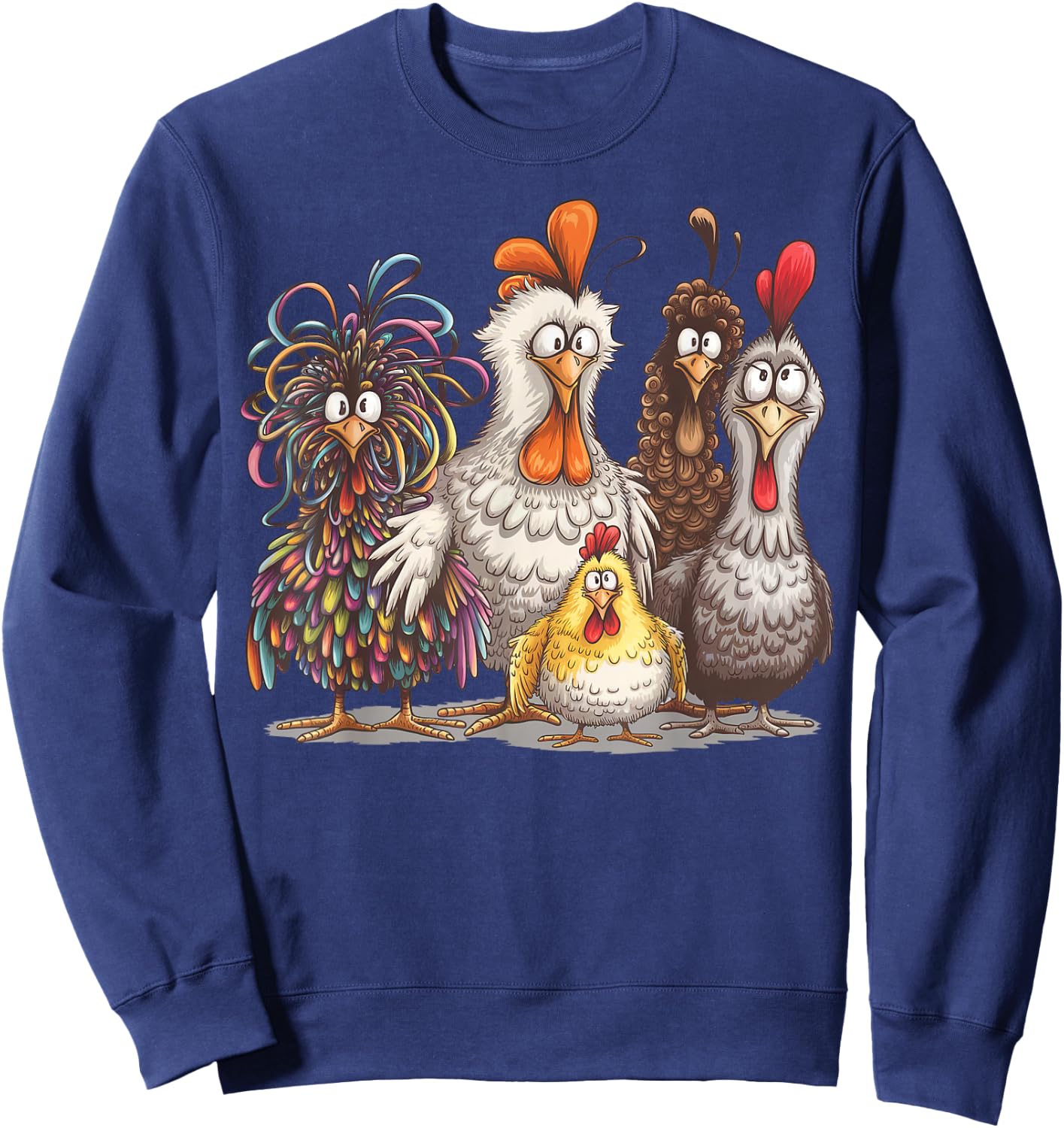 Chicken Art Crazy Chicken Gifts Women Kid Boy Family Sweatshirt - Sweatshirt | Navy