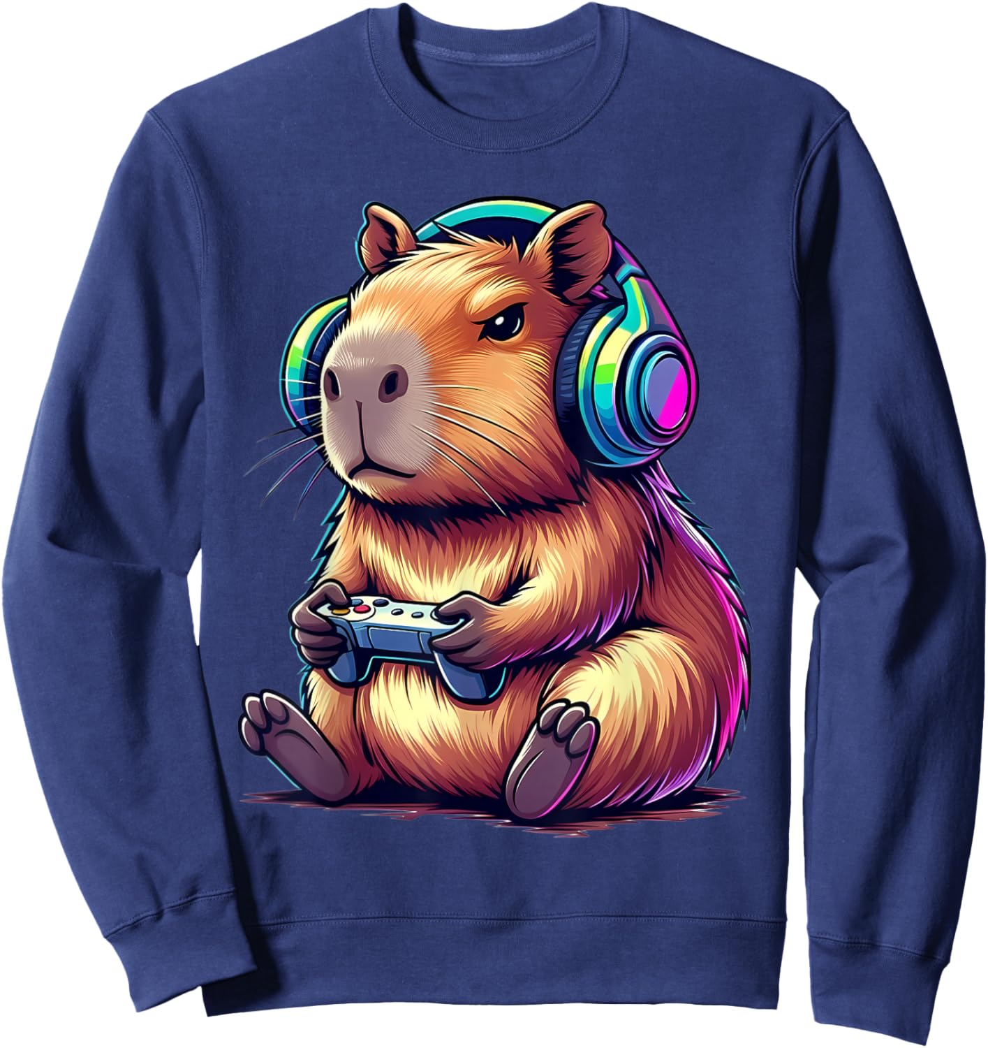 Lustiges Capybara Gamer süßes Videospiel Capybara Tierdesign Sweatshirt - Sweatshirt | Navy