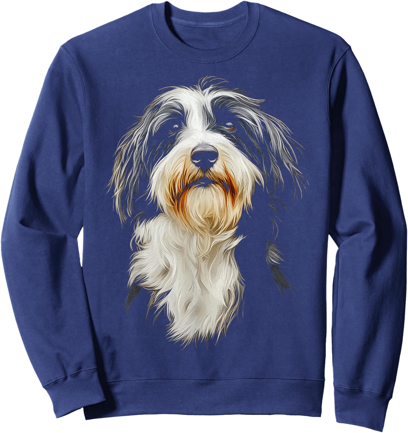 Bearded Collie Dog Motif Pet Illustration Bearded Collie Sweatshirt - Sweatshirt | Navy