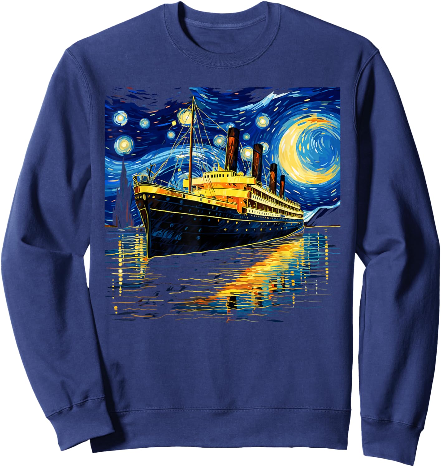 Retro Vintage Starry Night Inspired Men Women Kids Titanic Sweatshirt - Sweatshirt | Navy