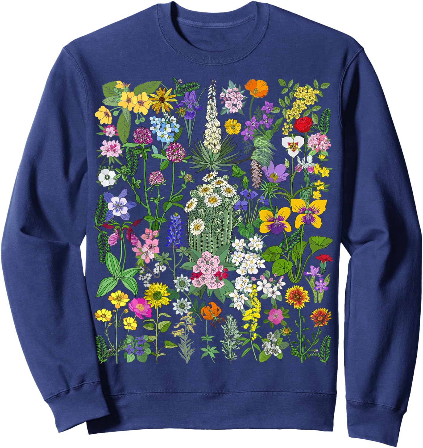 Flower Graphic Wildflower Floral Gardening Small Sweatshirt - Sweatshirt | Navy
