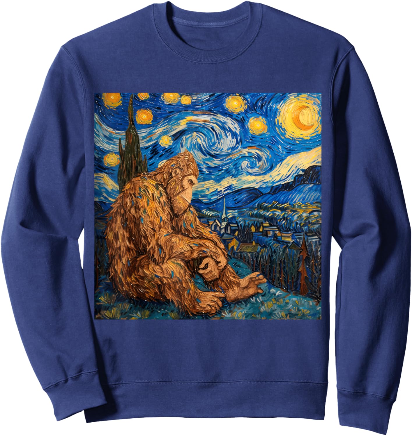Sasquatch Starry Night Van Gogh Sweatshirt - Sweatshirt | Navy