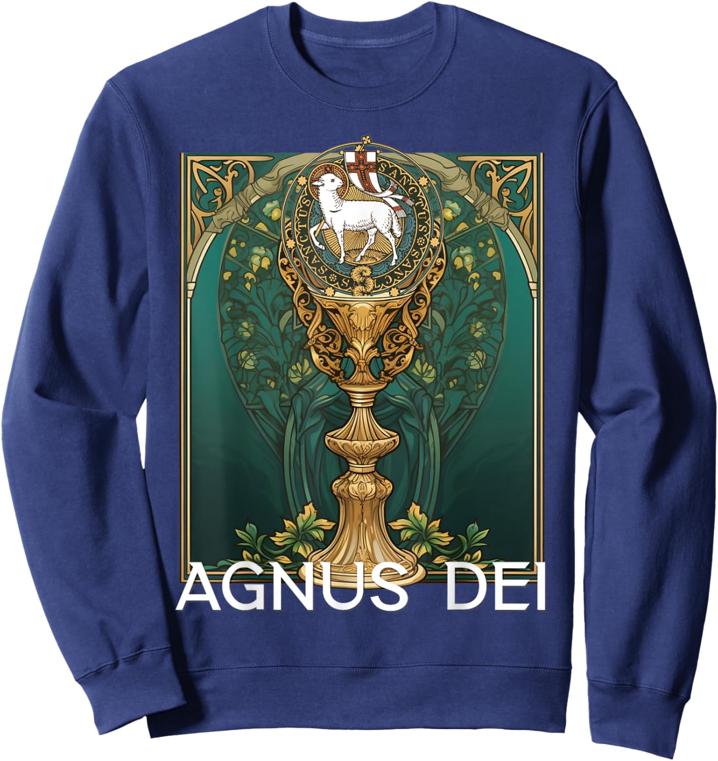 Agnus Dei Sanctus Traditional Latin Mass Catholic Sweatshirt - Sweatshirt | Navy