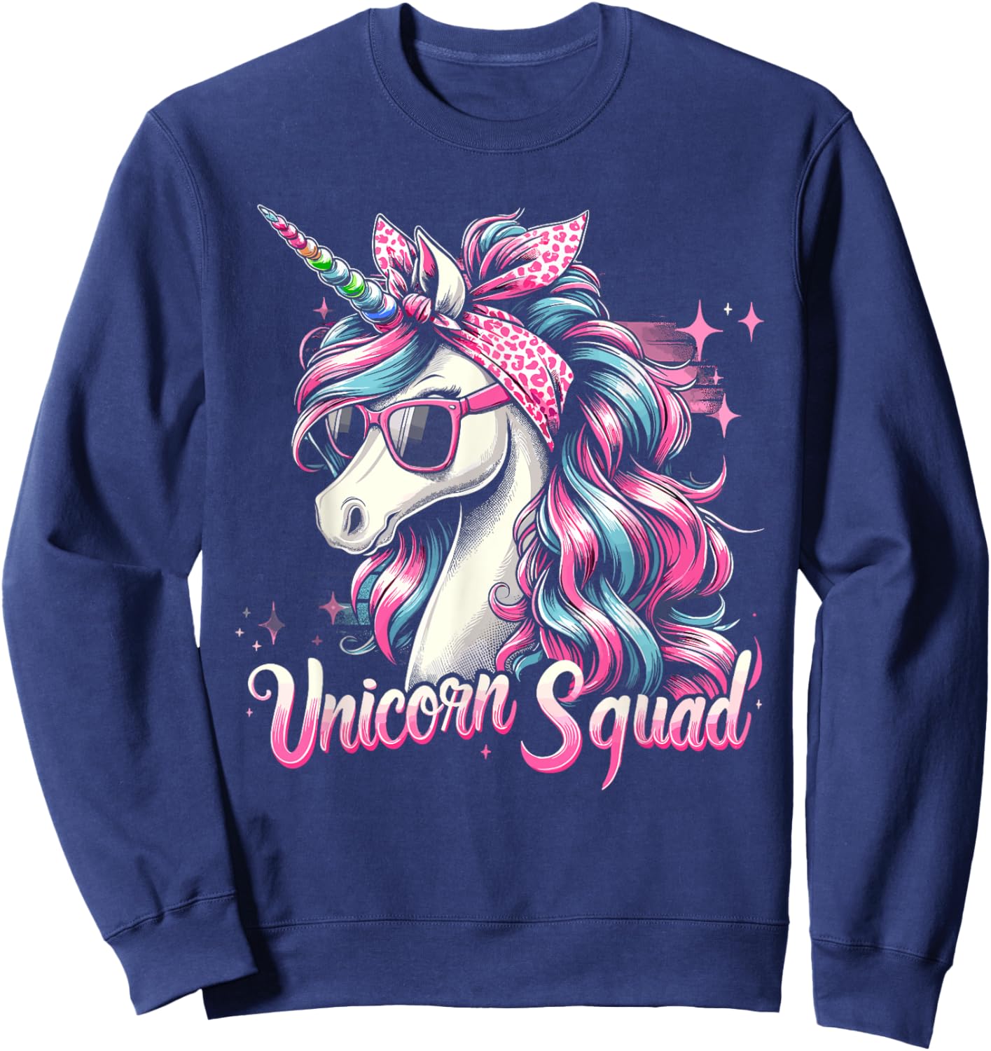 Unicorn Squad - Graceful Unicorn with leopard Bandana Sweatshirt - Sweatshirt | Navy