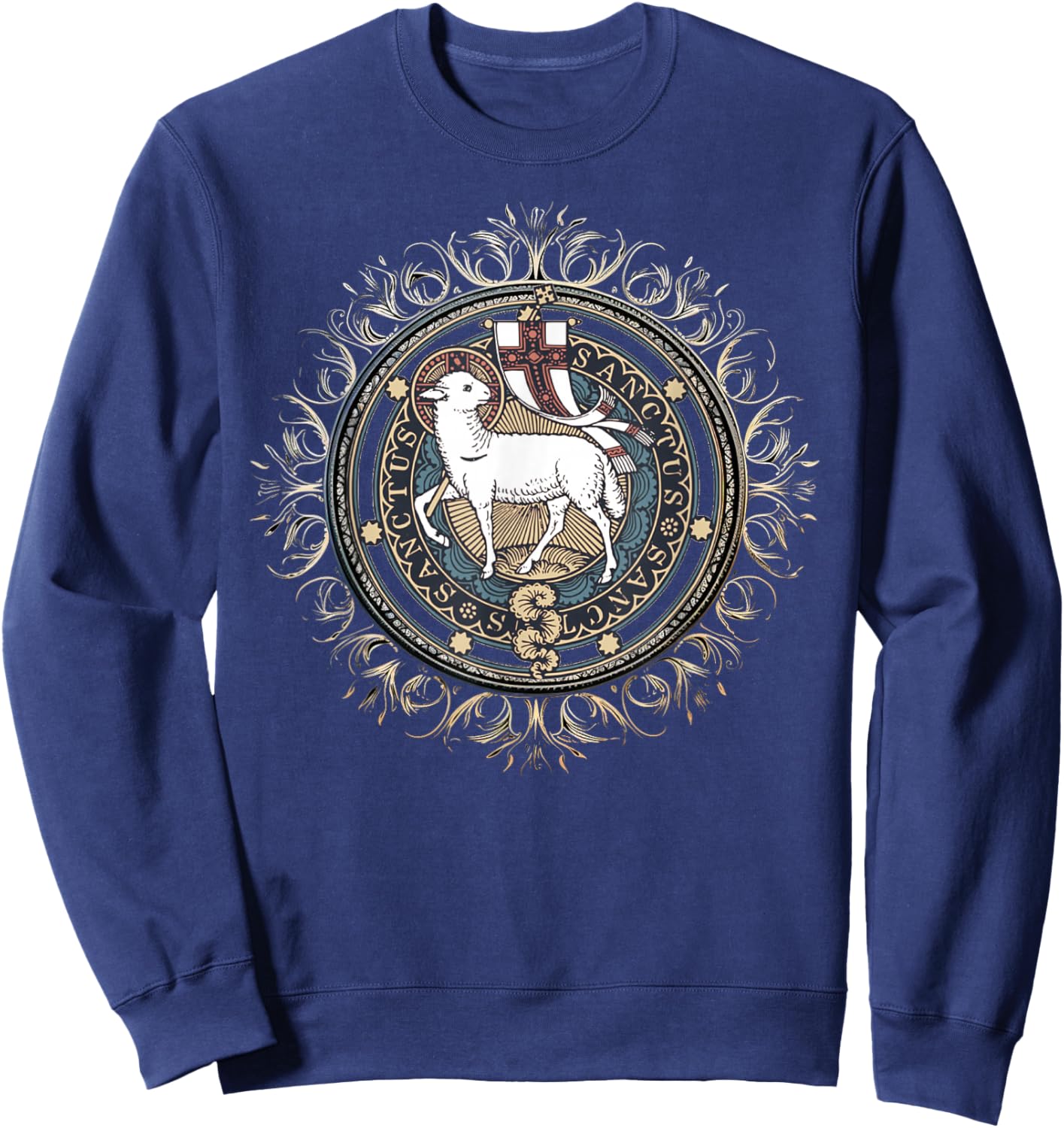 Agnus Dei Sanctus Traditional Latin Mass Catholic Sweatshirt - Sweatshirt | Navy