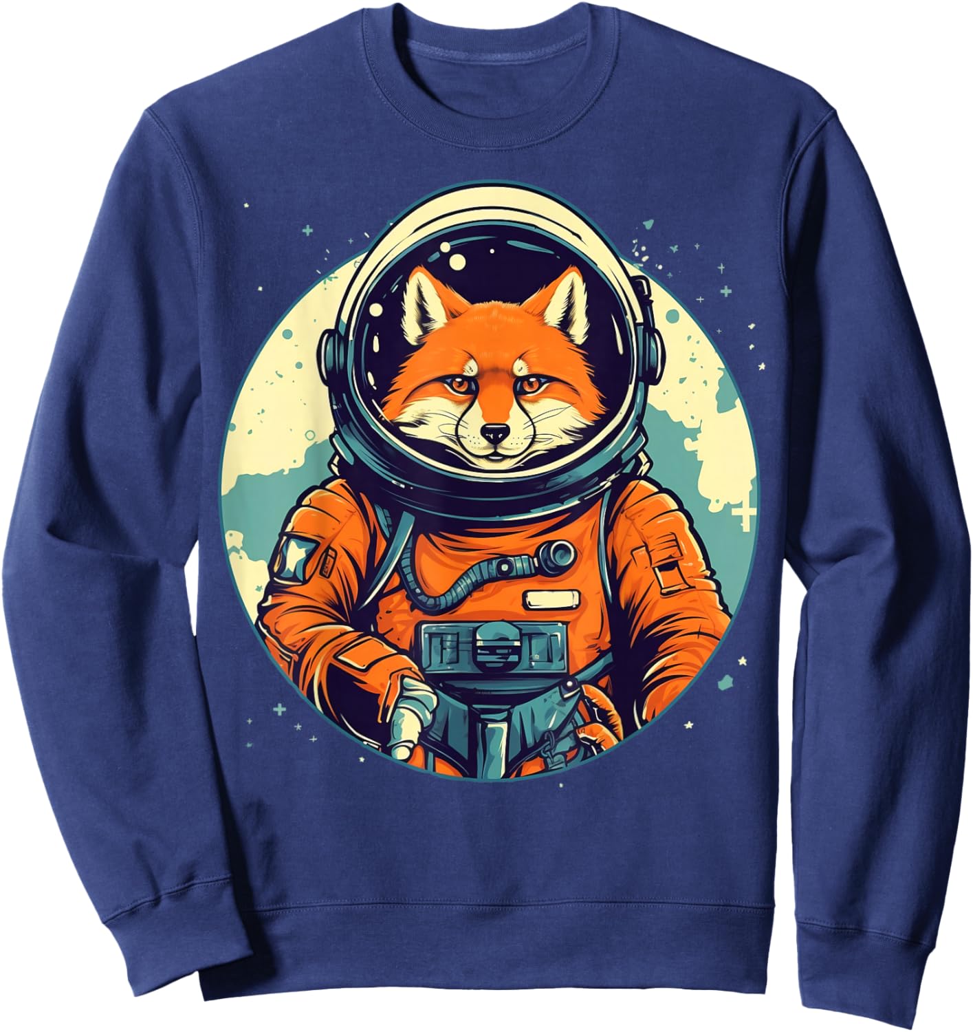 Outer Space Fox on Galaxy Astronaut Fox Sweatshirt - Sweatshirt | Navy