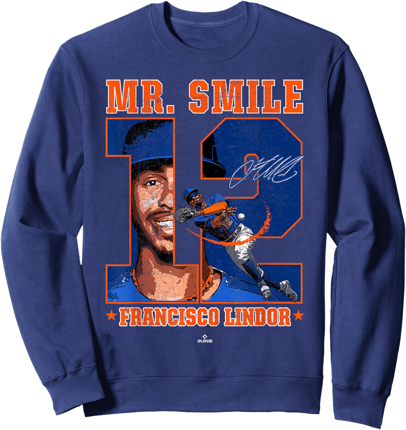 Mr. Smile Francisco Lindor Paquito New York MLBPA Sweatshirt - Sweatshirt | Navy