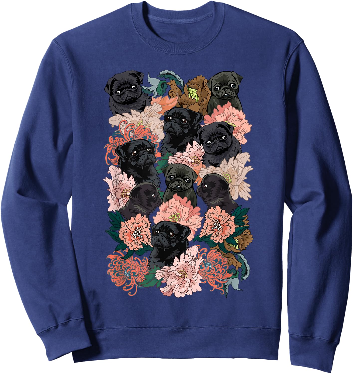 Because Black Pug Sweatshirt - Sweatshirt | Navy