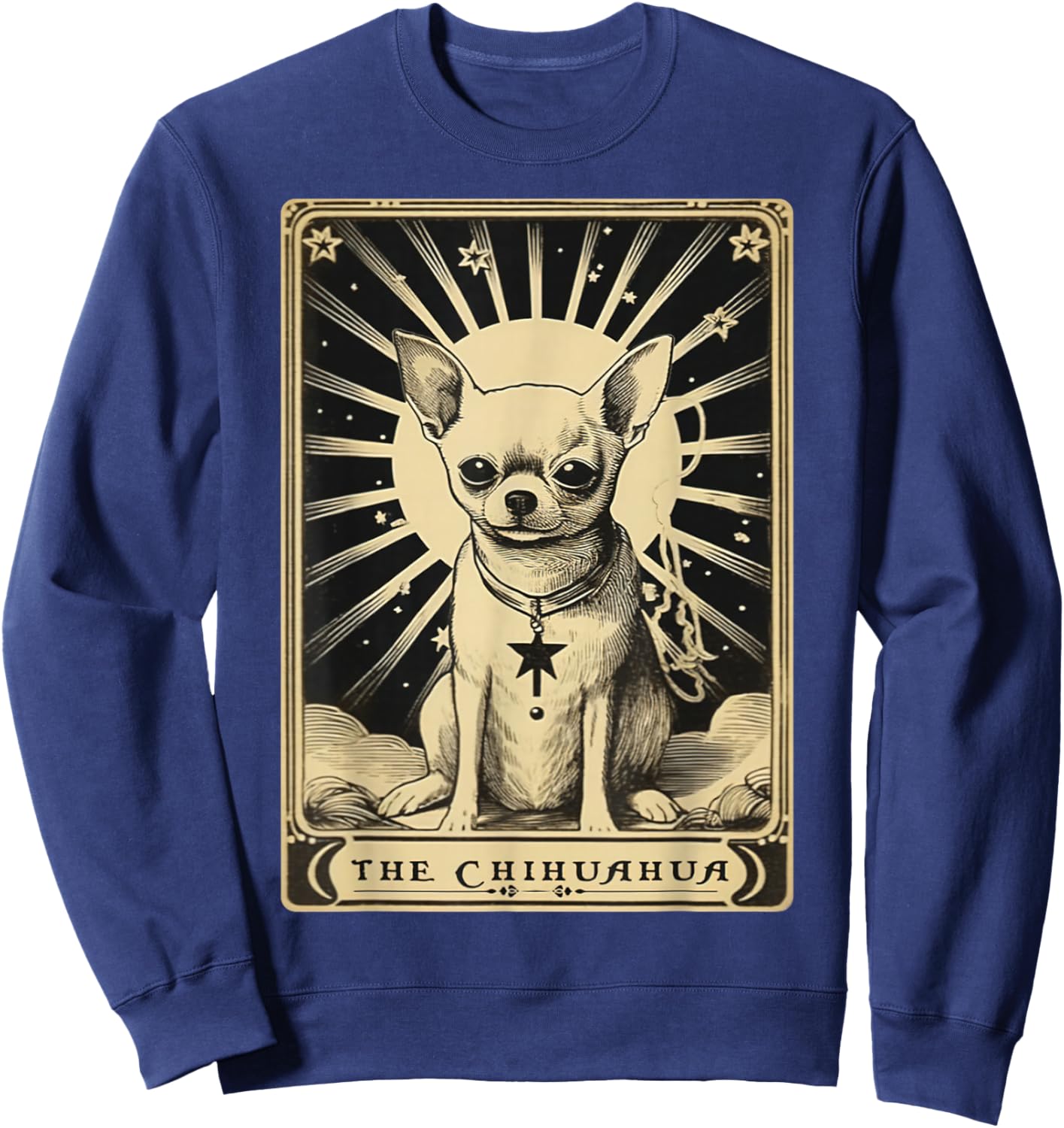 Chihuahua Vintage Tarot Card | Chihuahua Mom Sweatshirt - Sweatshirt | Navy