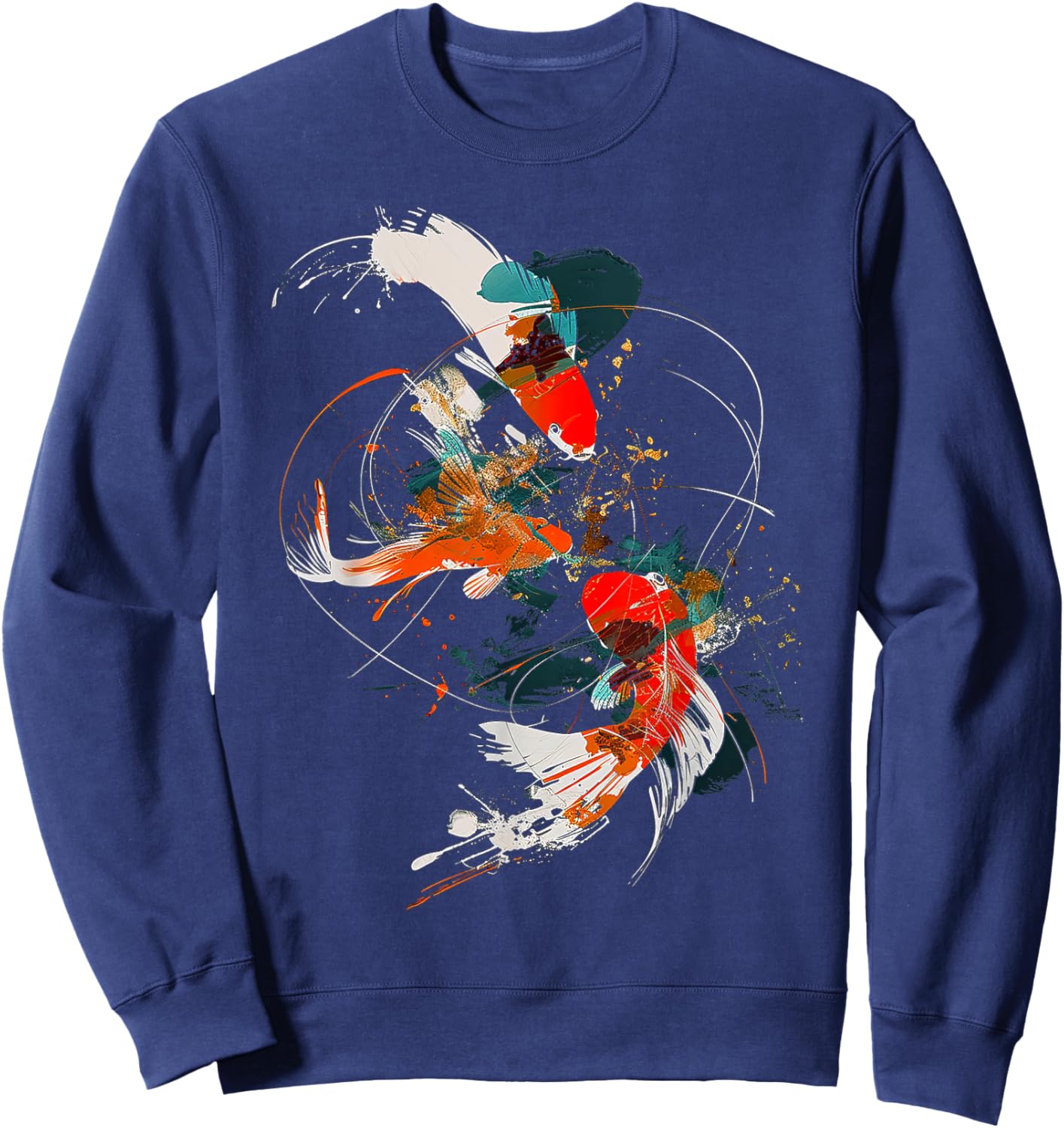 Fish Abstract Art Geometric Animal Pet Graphic Fish Sweatshirt - Sweatshirt | Navy
