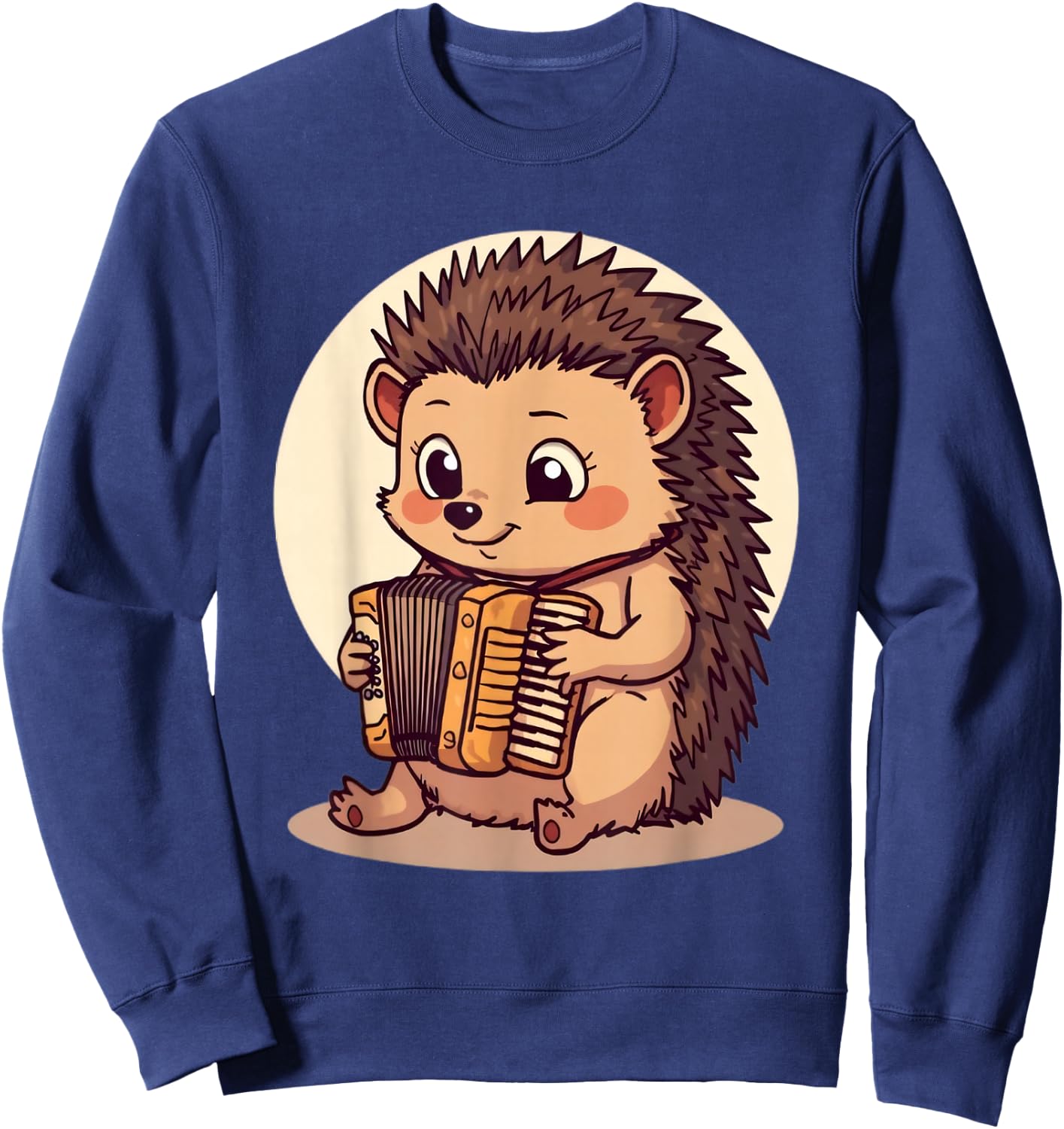 Adorable Hedgehog Playing Accordion in Cozy Style Sweatshirt - Sweatshirt | Navy