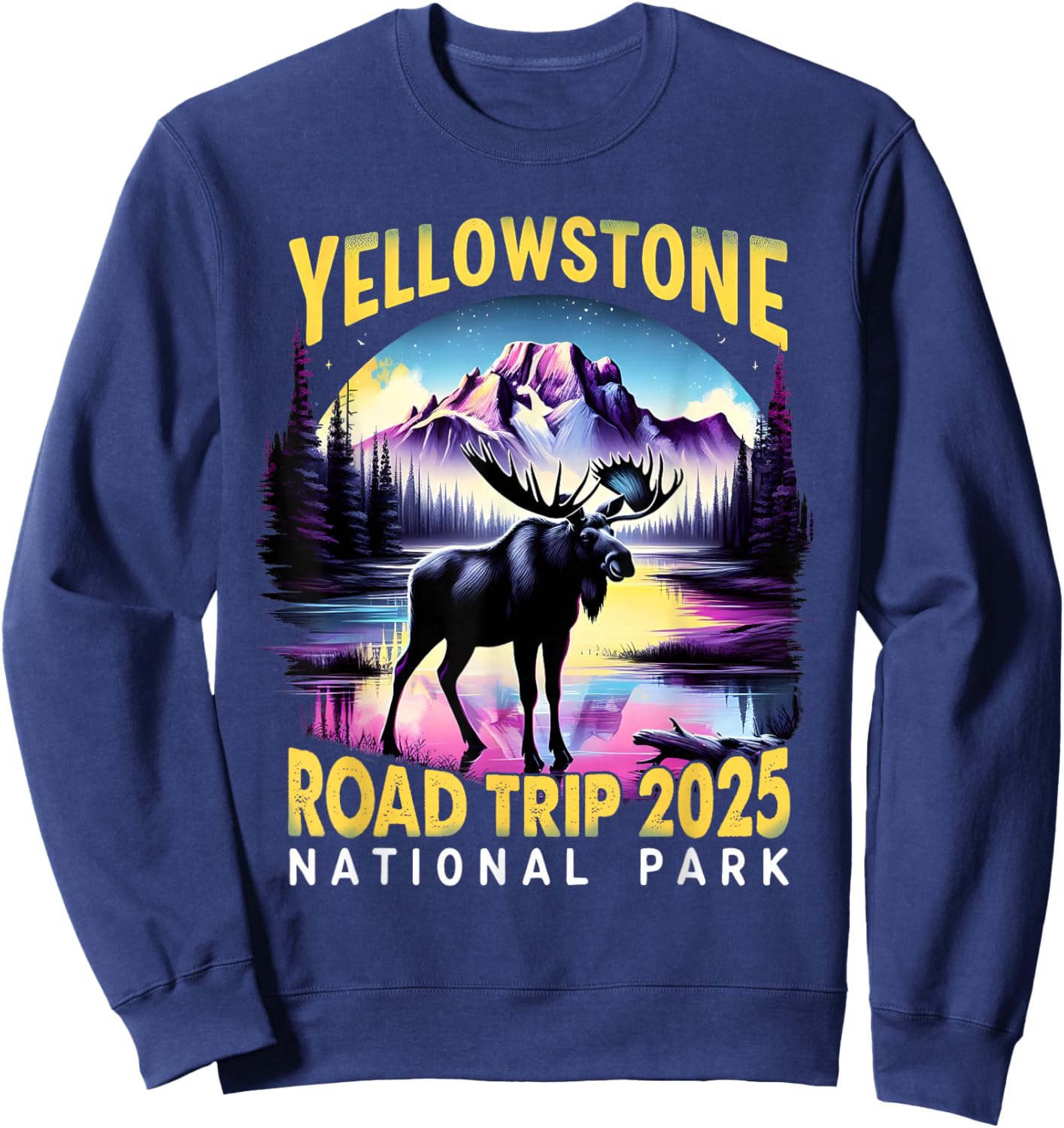Nature Adventure Souvenir Yellowstone Road Trip 2025 Design Sweatshirt - Sweatshirt | Navy