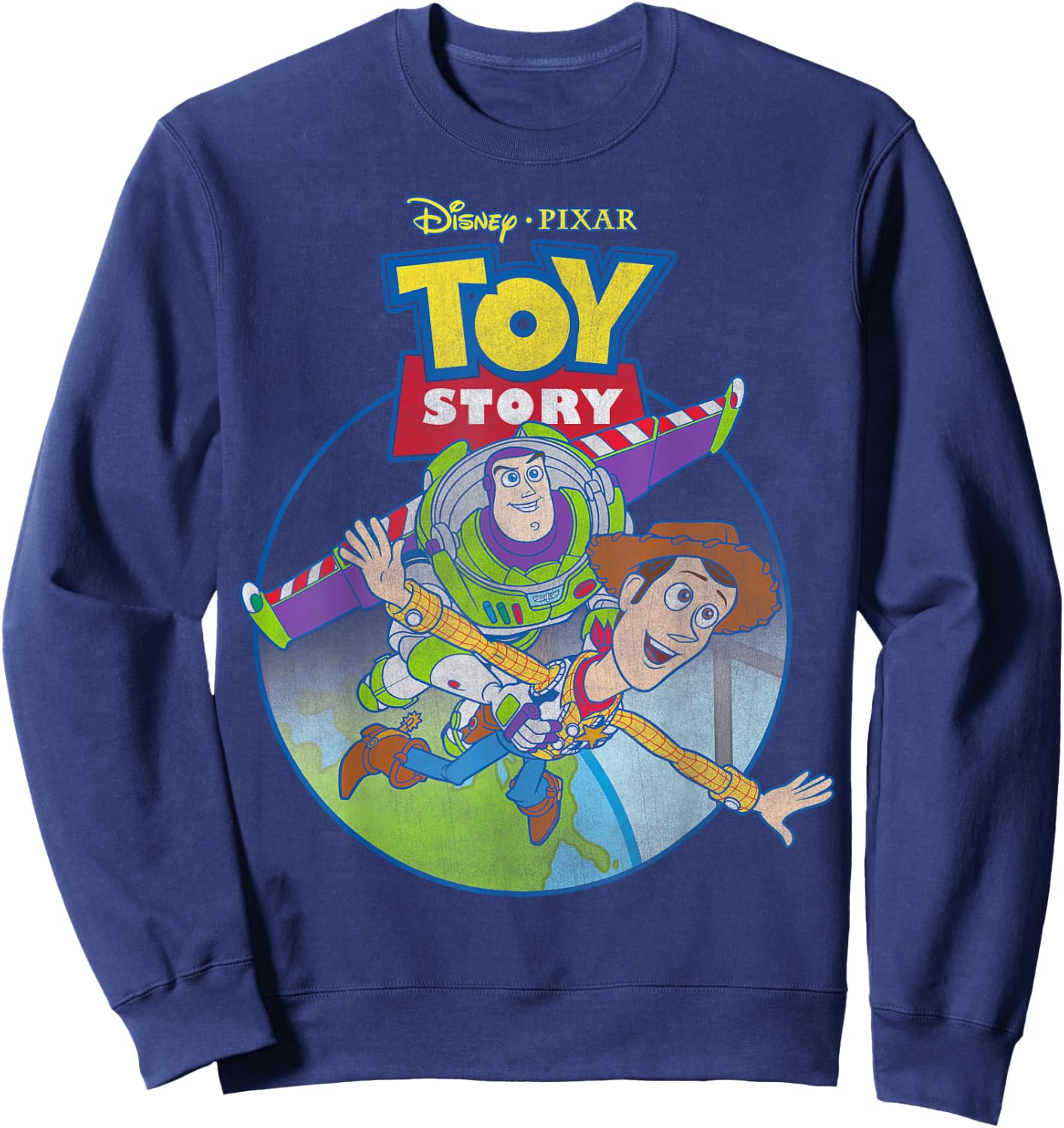 Disney Pixar Toy Story Woody & Buzz Lightyear Vintage Fly Sweatshirt - Sweatshirt | Navy