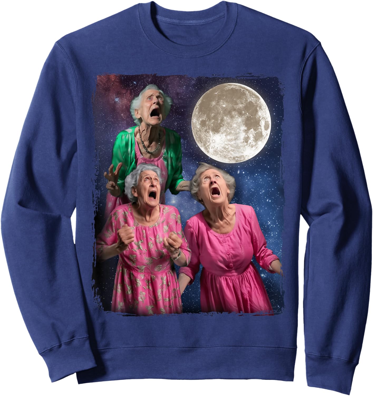 Oma Howls Den Mond an DREI Granny Moon Sweatshirt - Sweatshirt | Navy