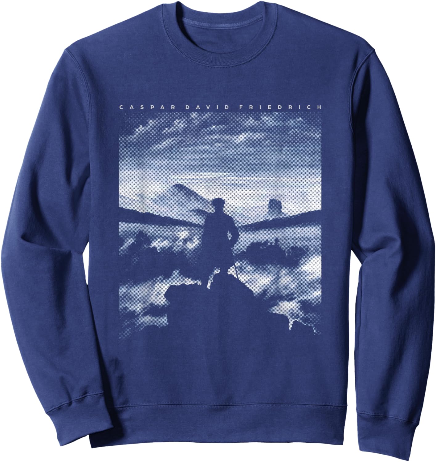 Hiker Wanderer Above Sea of Fog Caspar David Friedrich Sweatshirt - Sweatshirt | Navy