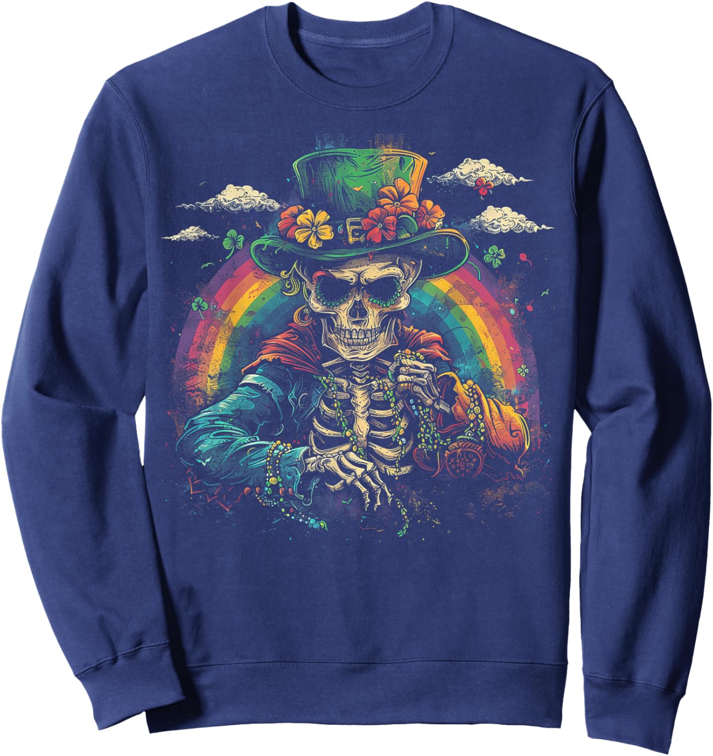 Skull Skeleton - Leprechaun St. Patrick's Day Saint Paddy's Sweatshirt - Sweatshirt | Navy