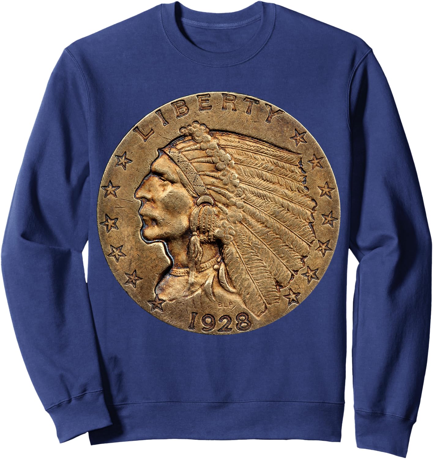 U.S. Coin Collecting Shirt - Indian Head Gold Coin Sweatshirt - Sweatshirt | Navy