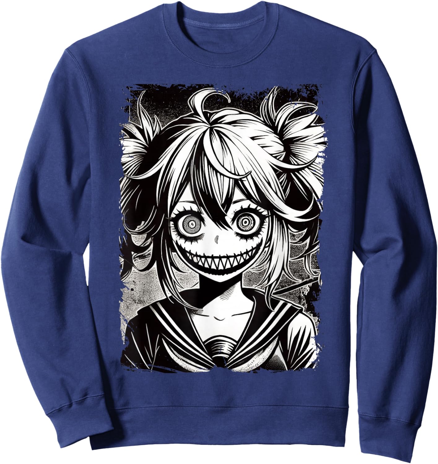 Anime Horror Manga, Aesthetic Japanese Creepy Kawaii Goth Sweatshirt - Sweatshirt | Navy
