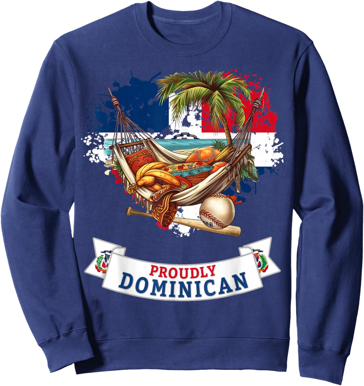 Coat of Arms Republica Dominicana For Kids & Dominican Flag Sweatshirt - Sweatshirt | Navy