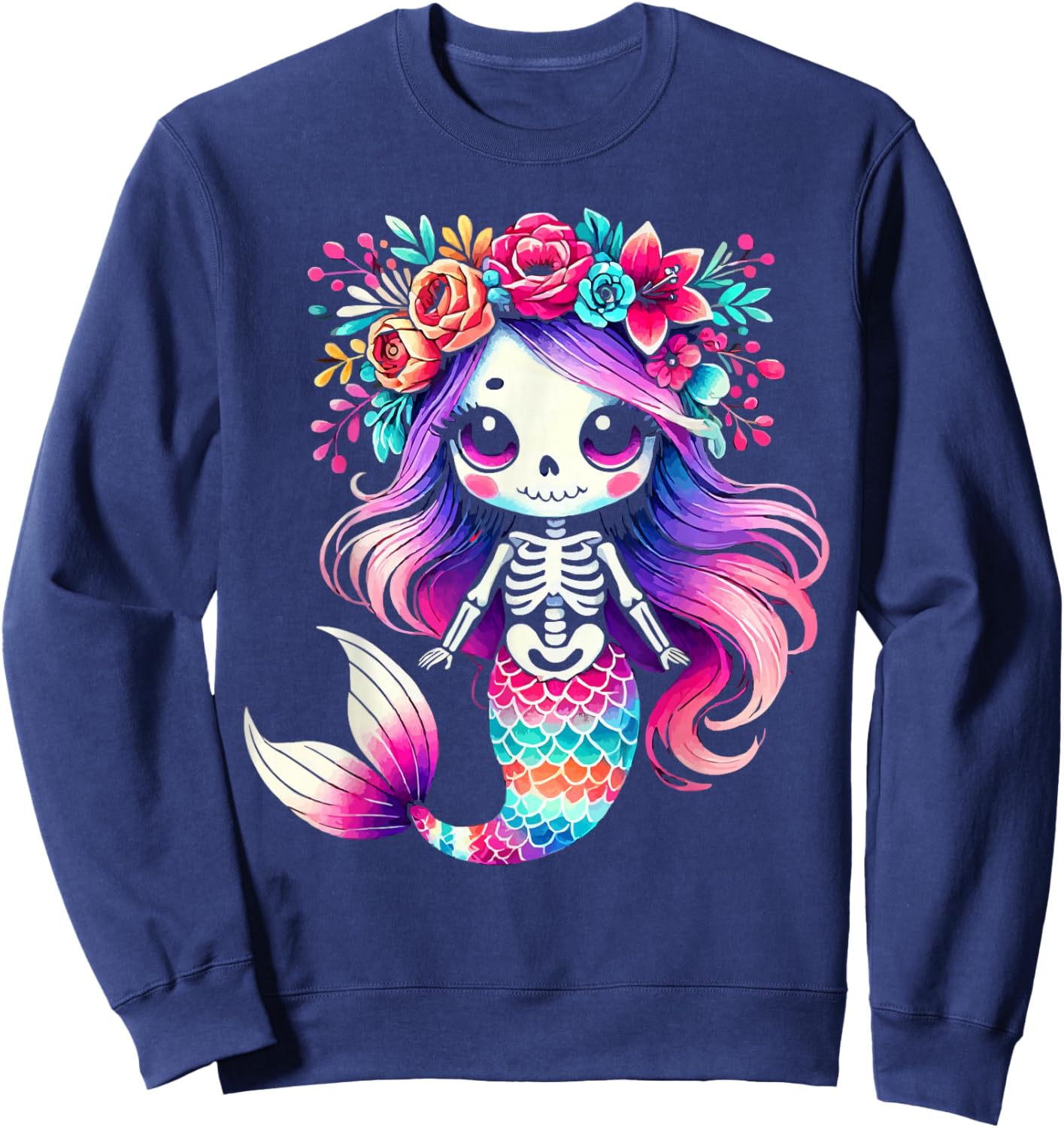 Zombie Mermaid Halloween Costume Spooky Trick Or Treat Sweatshirt - Sweatshirt | Navy
