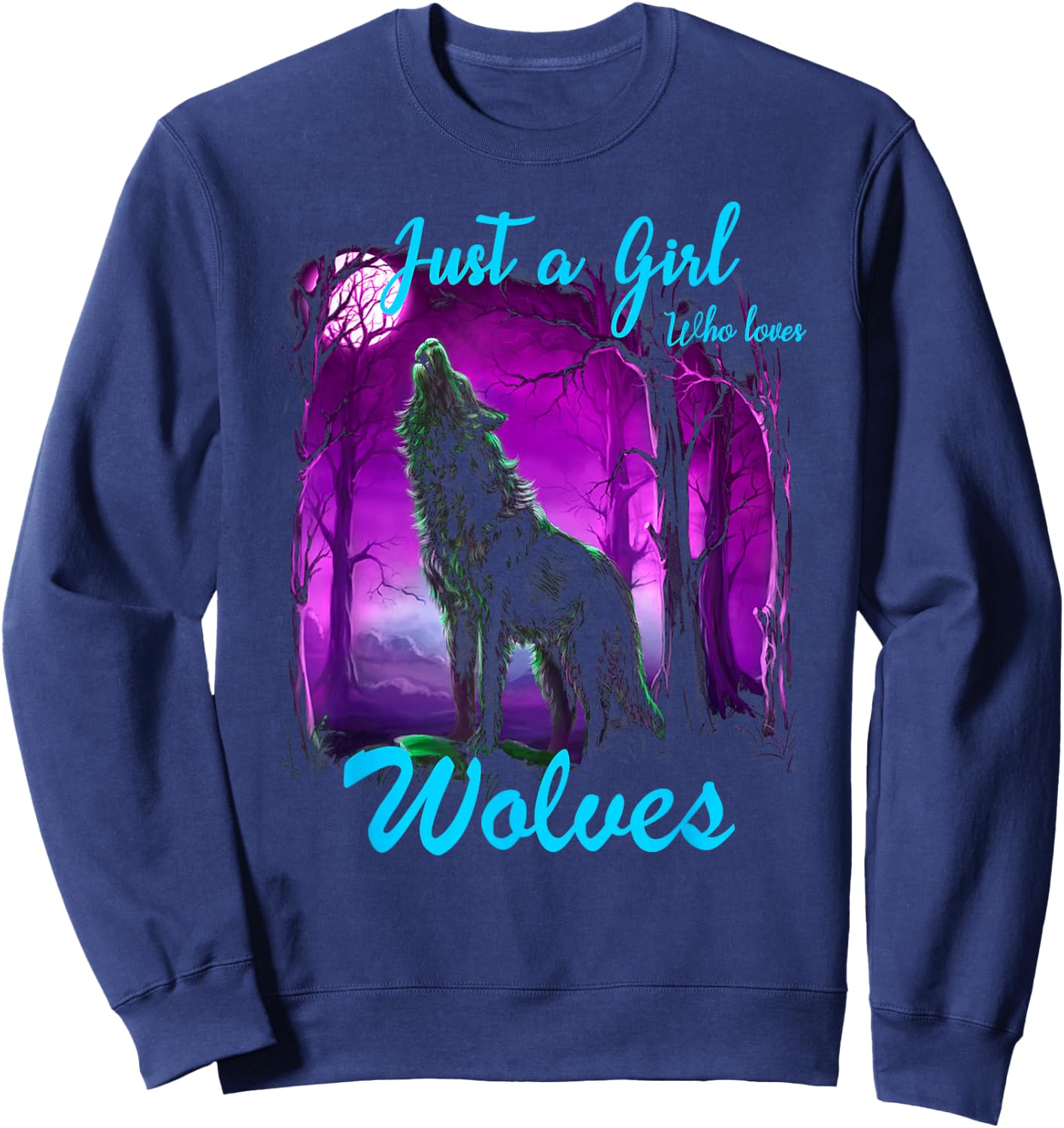 Just a Girl Who Loves wolves - Wolf for Girls Women Sweatshirt - Sweatshirt | Navy