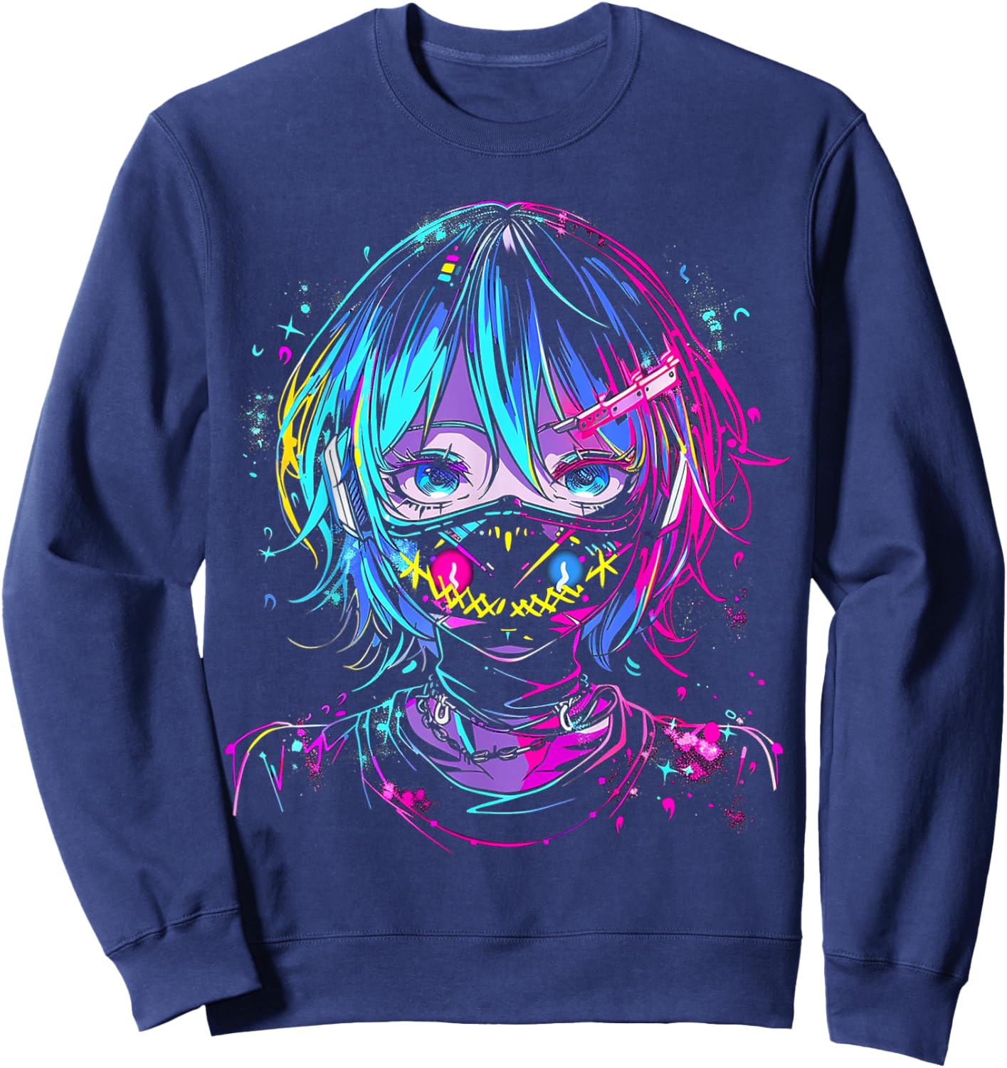 Anime Manga Graphic Tattoo Artwork Anime Sweatshirt - Sweatshirt | Navy