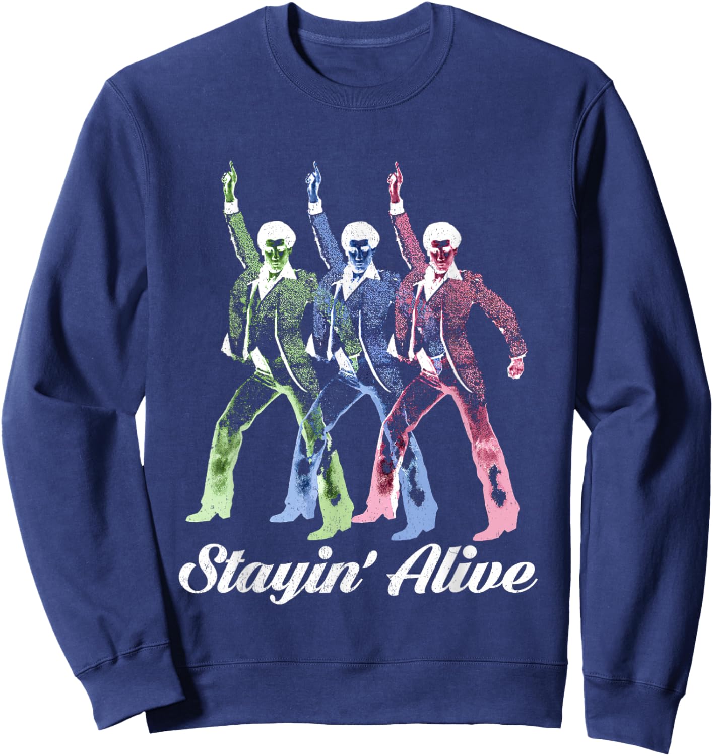 Stayin' Alive Vintage Style Dancing Retro Disco Sweatshirt - Sweatshirt | Navy