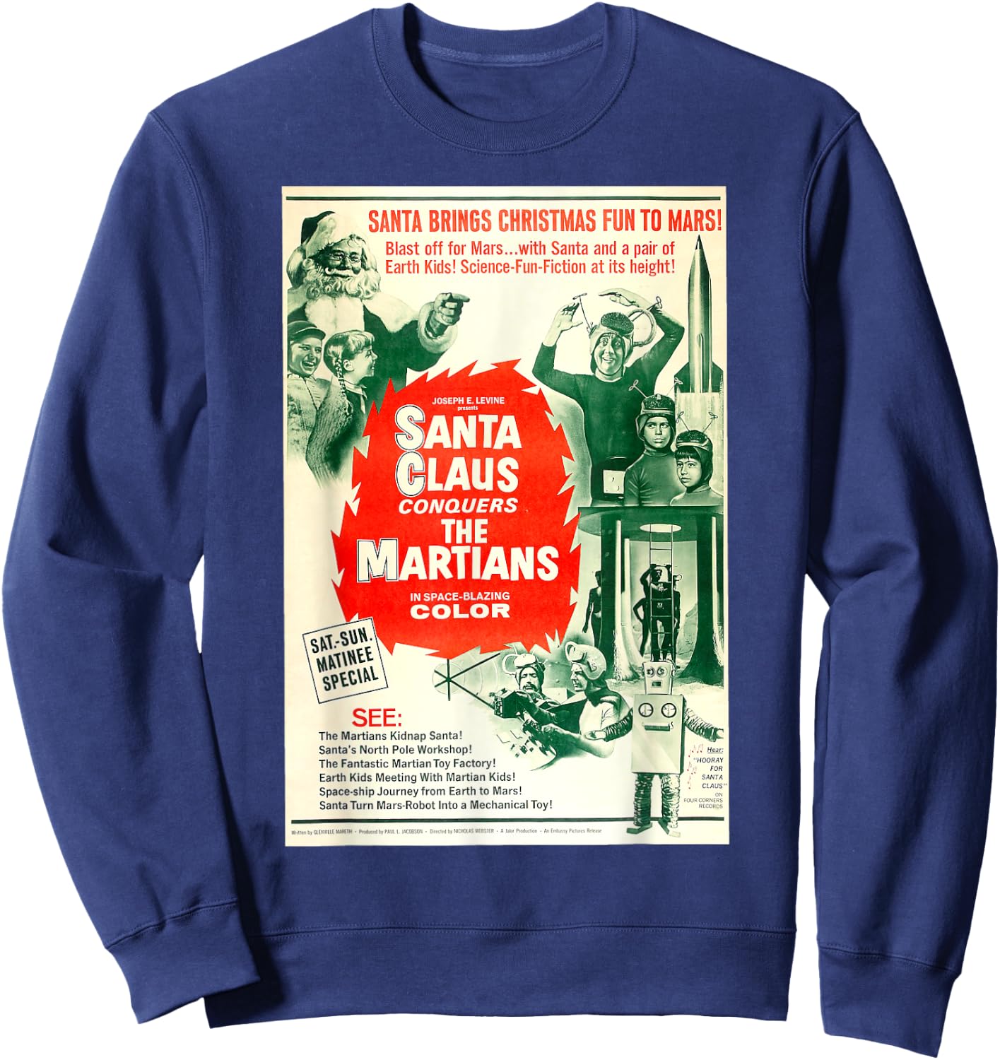 Santa Claus Halloween Christmas Poster Horror Sci Fi Movie Sweatshirt - Sweatshirt | Navy