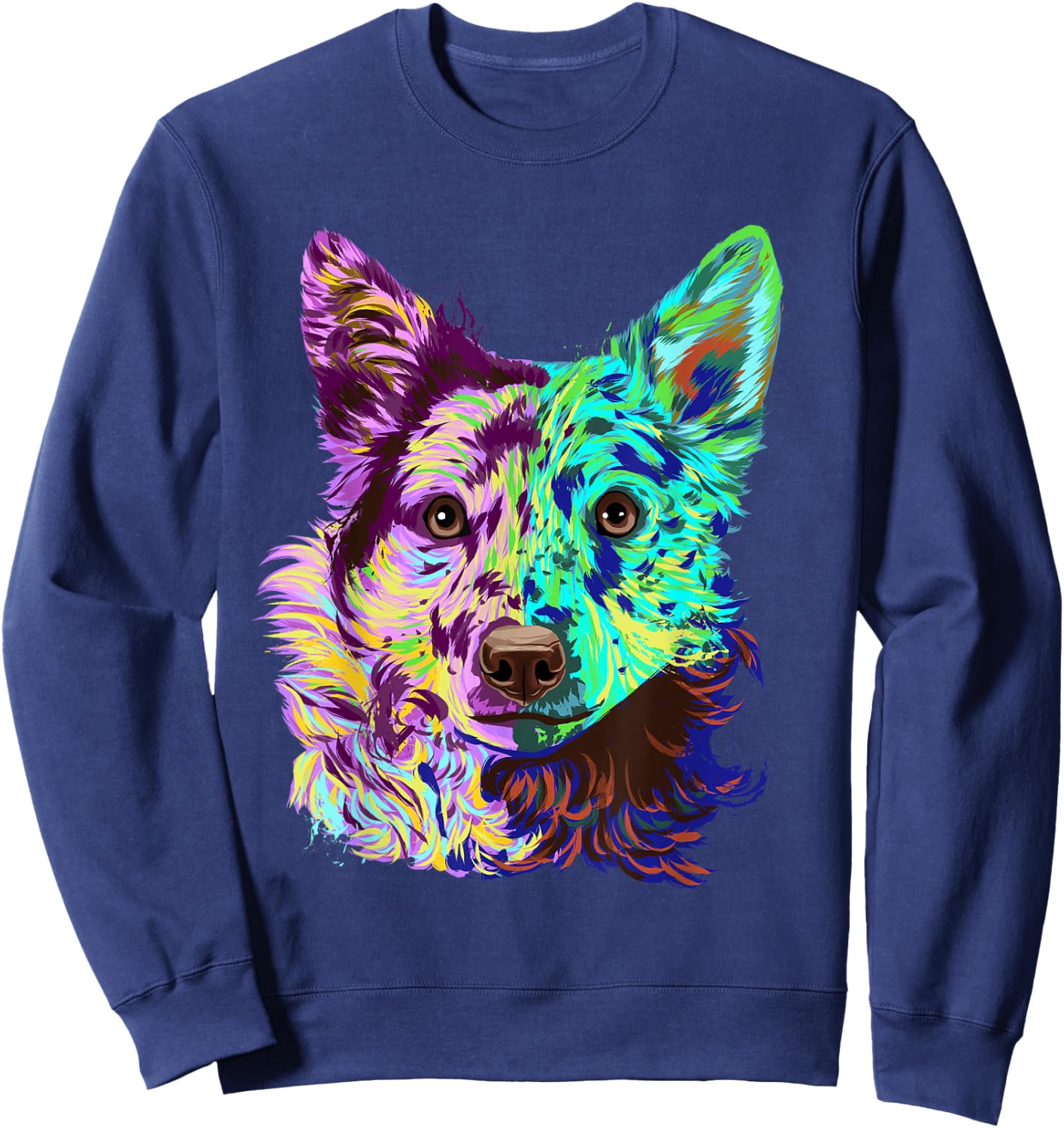 Colourful Splash Dog Mudi Women Girls Kids Sweatshirt - Sweatshirt | Navy