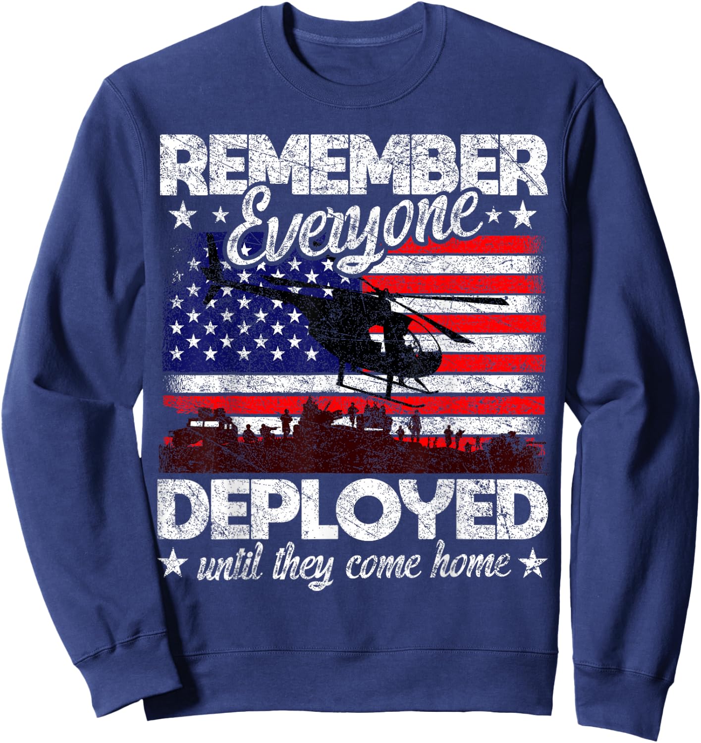 Memorial Day Gift Military Vintage Men RED Friday Remember Everyone Deployed Army US Flag Sweatshirt - Sweatshirt | Navy